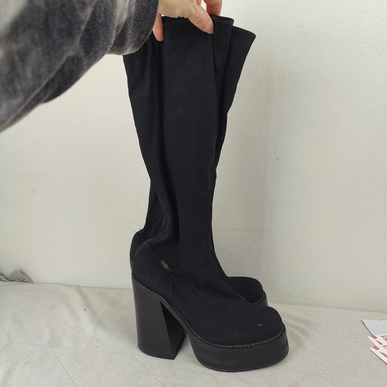 Other Vintage Y2K Destroy Chunky Boots Womens 37 38 Black Sock Size US 8 / IT 38 - 4 Thumbnail