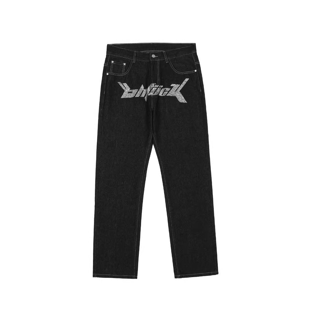 Japanese Brand Dollar print men's high street casual jeans y2k Size US 32 / EU 48 - 2 Thumbnail