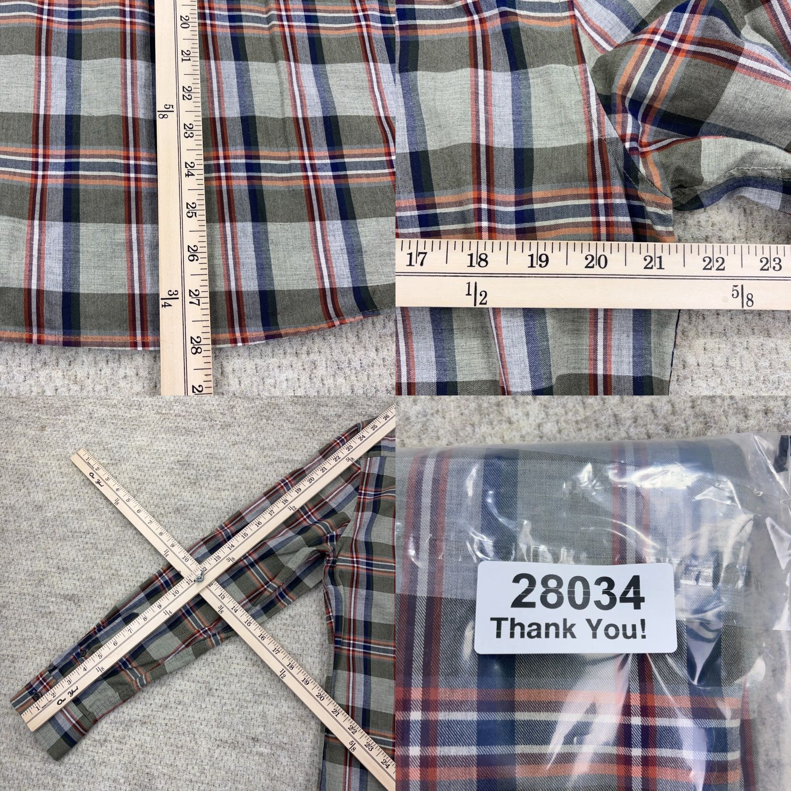 johnnie-O Johnnie-O Shirt Men Medium Olive Green Plaid Button Up Hangin Out Dress Pocket Size 40R - 8 Thumbnail