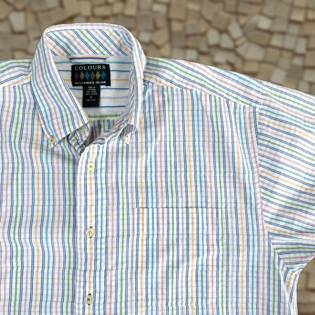 Alexander Julian Colours By Alexander Julian Shirt Adult MEDIUM White Purple Pastel Stripes Y2K Size US M / EU 48-50 / 2 - 1 Thumbnail