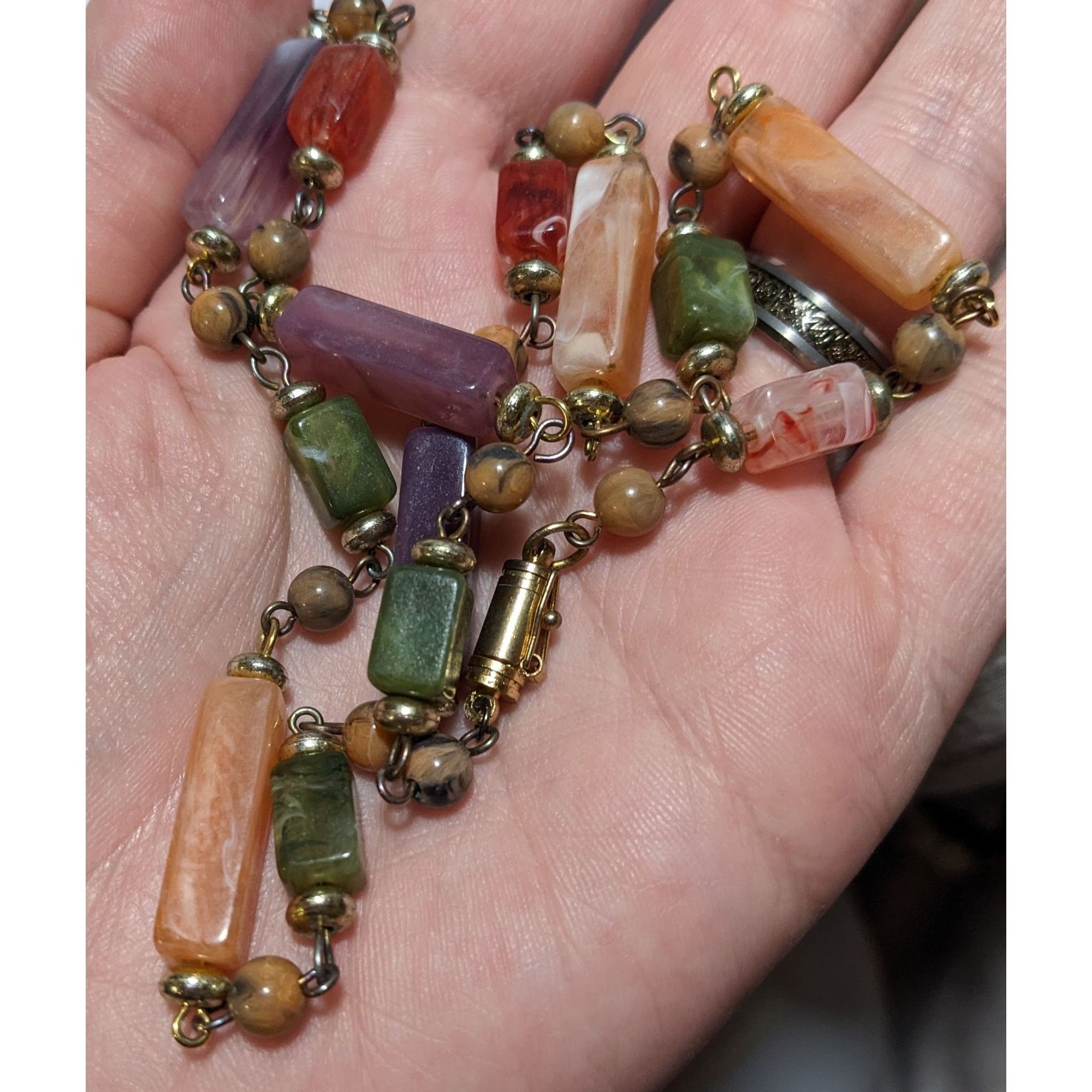 Other Vintage Rainbow Faux Agate Beaded Necklace Size ONE SIZE - 7 Thumbnail