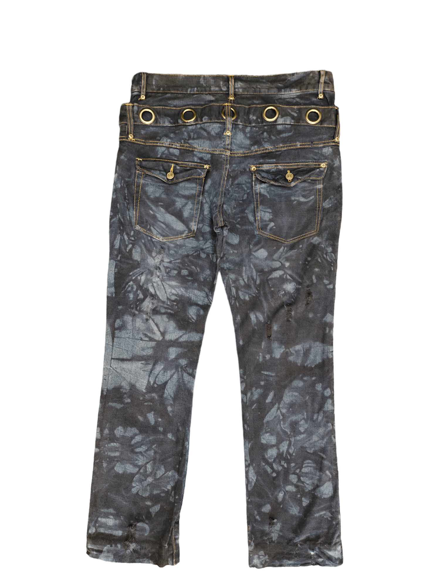 Japanese Brand PPFM Inspire Japanese Double Waist Distressed Dye Jeans 35 Size US 35 - 11 Thumbnail