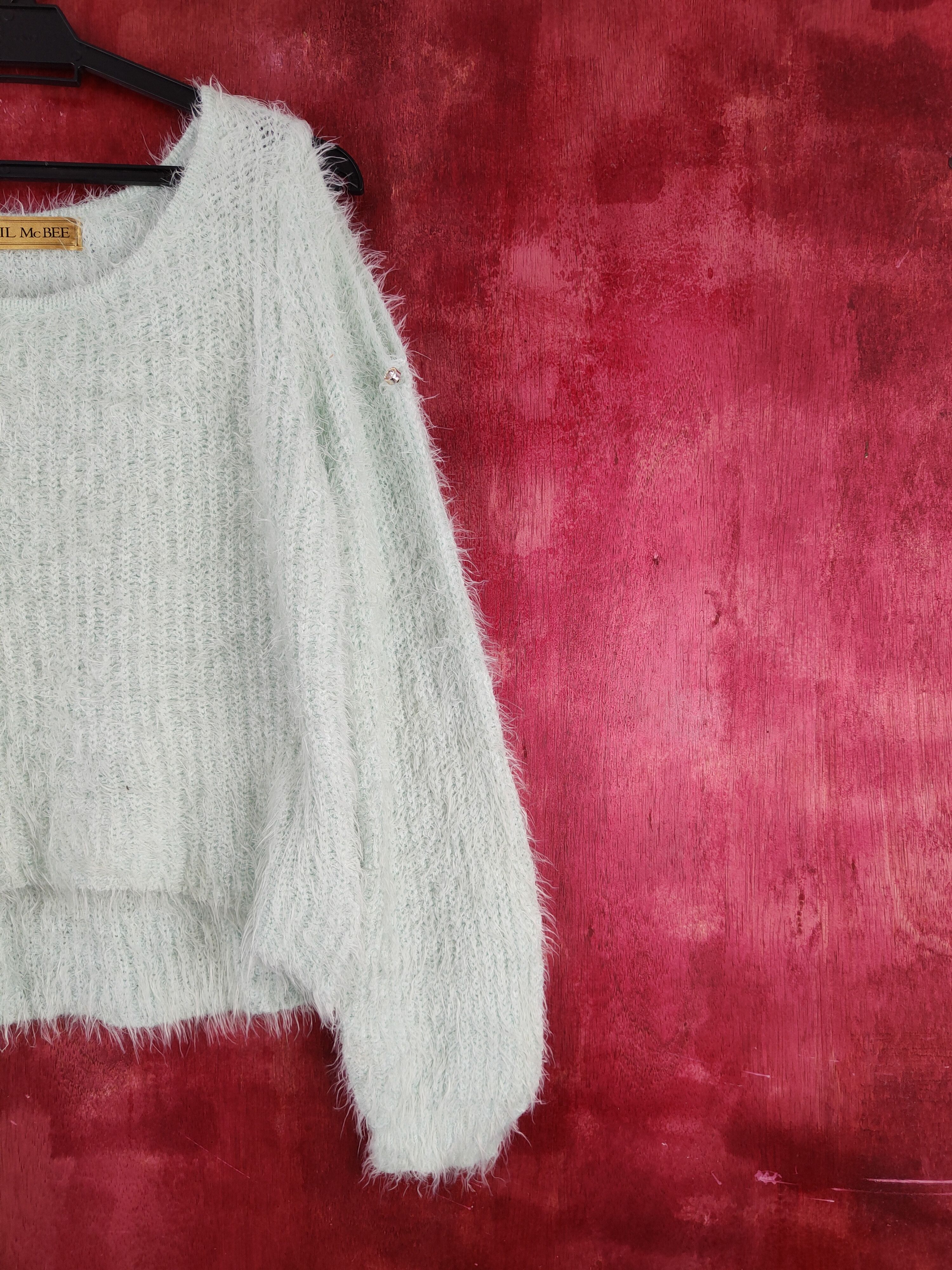 Japanese Brand Cecil McBee Green Shag Shaggy Fur Mohair Knitwear #S2027 Size M / US 6-8 / IT 42-44 - 6 Thumbnail