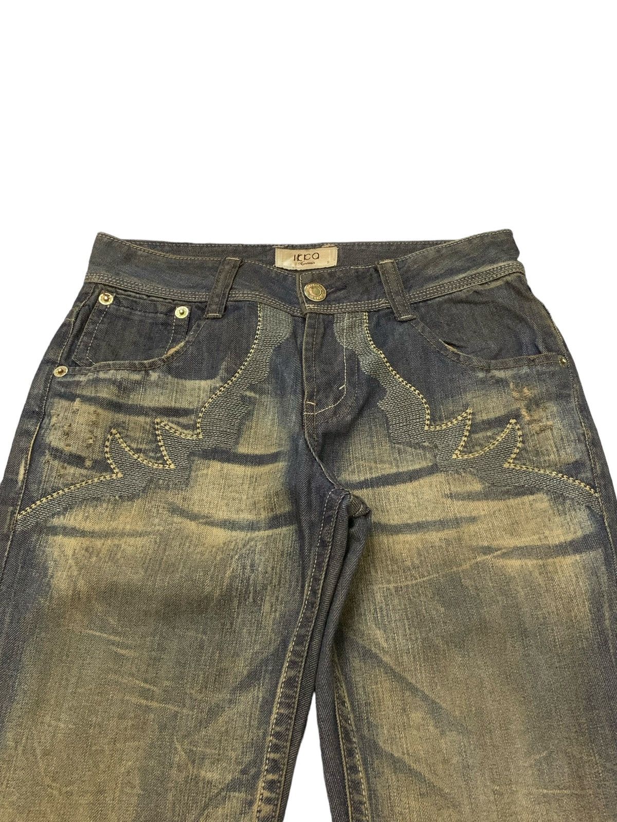 GOSTAR DE FUGA × Tornado Mart Icca Japan Mud Wash Embroidered Claw Flared Man Jeans Size US 29 - 7 Thumbnail