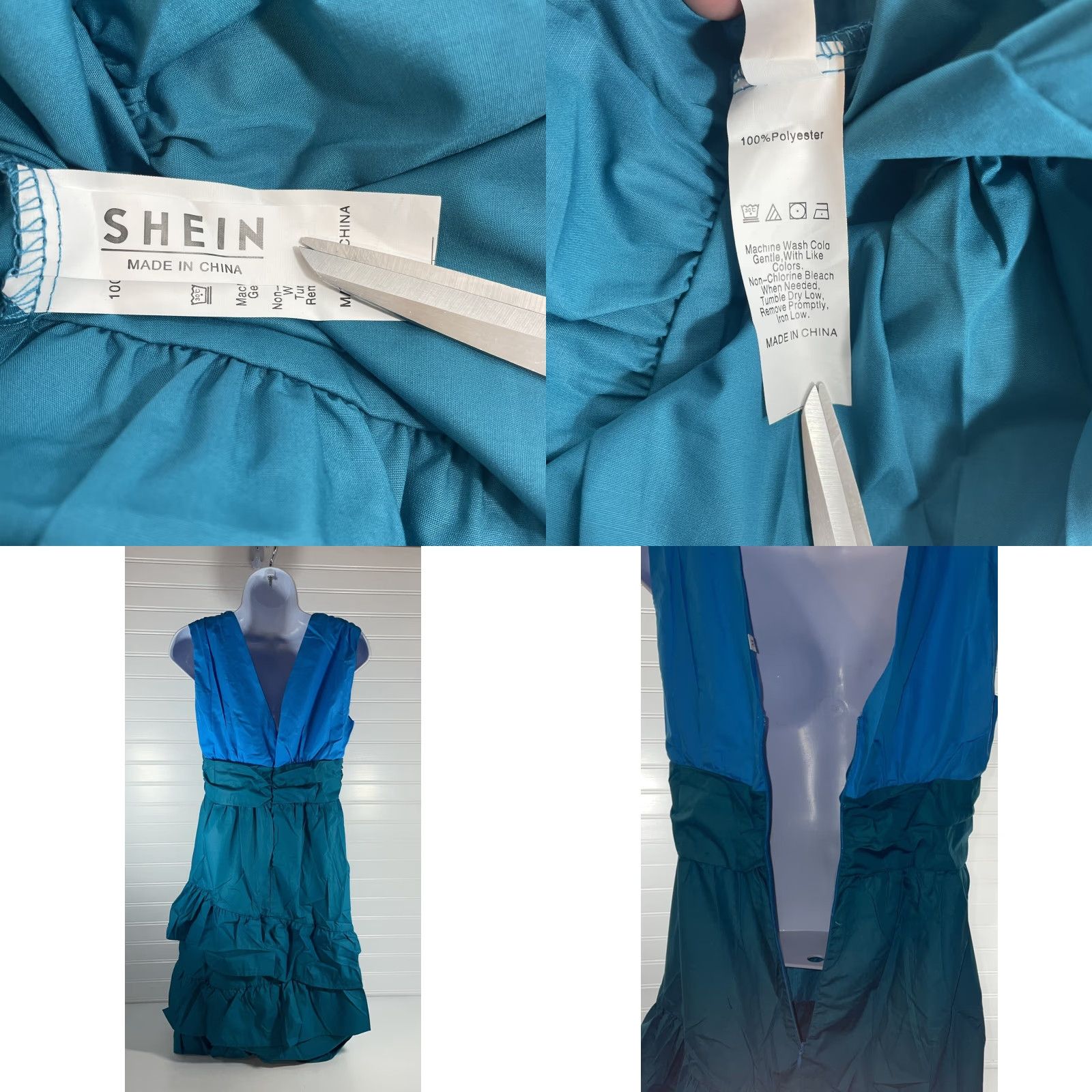 Shein SHEIN Sleeveless Ruffle Midi Zipper Back Two Tone Light Blue Teal Dress New Size M / US 6-8 / IT 42-44 - 8 Thumbnail