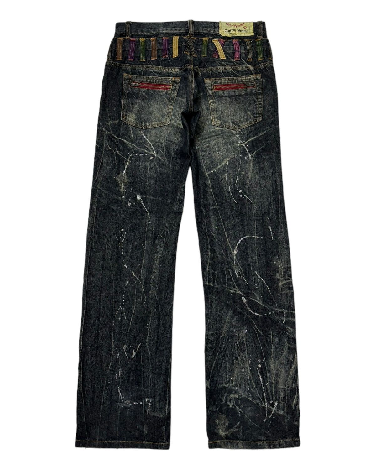 If Six Was Nine 🔥DOUBLE WAIST DENIM ANTFUL DISTRESSED DENIM BAGGY JEANS Size US 33 - 9 Thumbnail