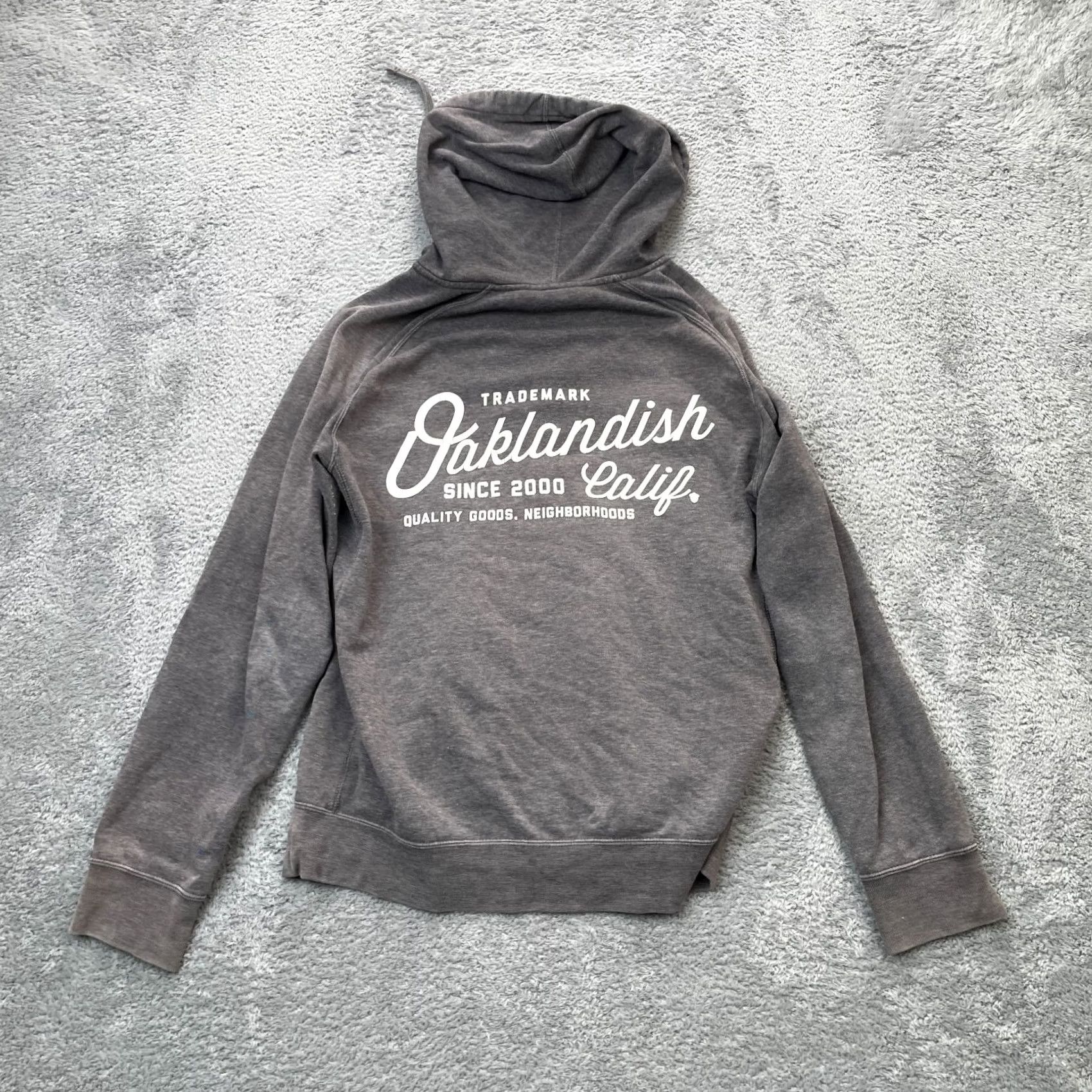 Neighborhood Oaklandish Hoodie Mens M Gray Full Zip Fleece Graphic Print Logo Pockets Neighbourhood Quality Goods Size US M / EU 48-50 / 2 - 2 Thumbnail