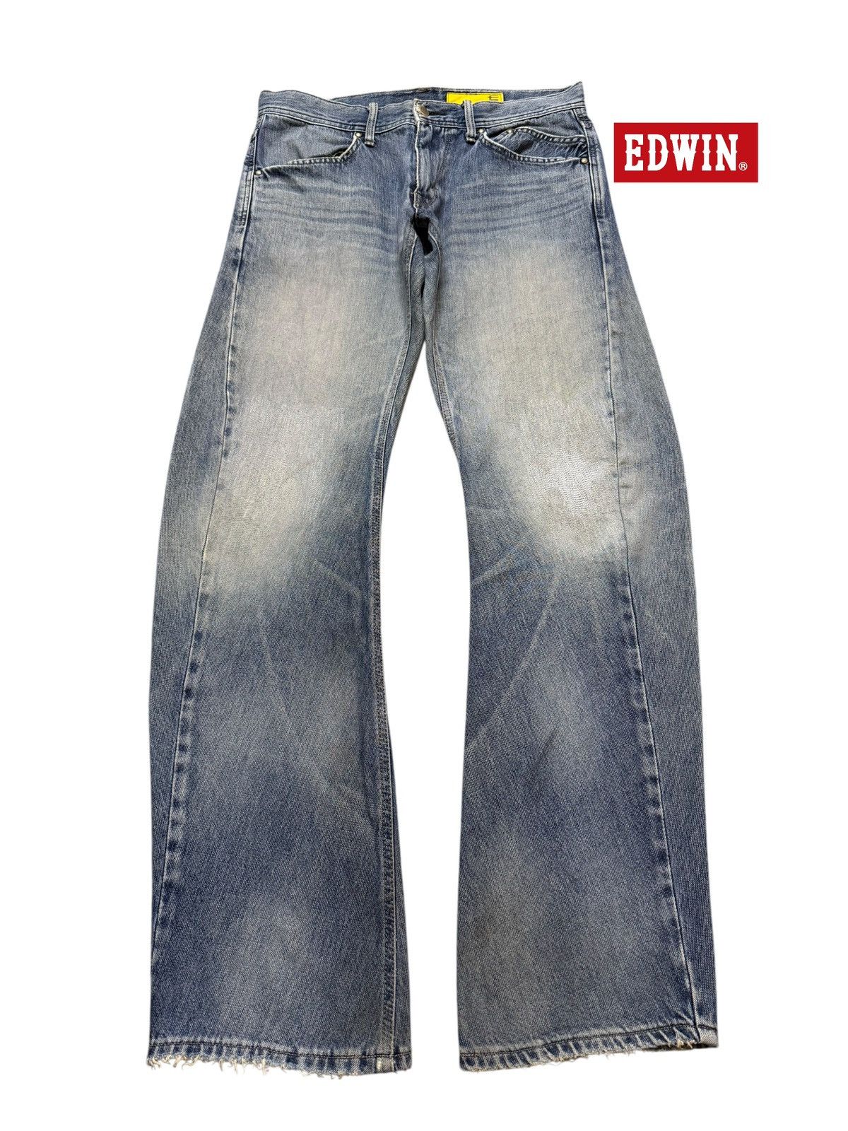 Edwin Vintage 90s Edwin E-Function Faded Wash Spiral Wide Leg Size US 34 / EU 50 - 1 Thumbnail