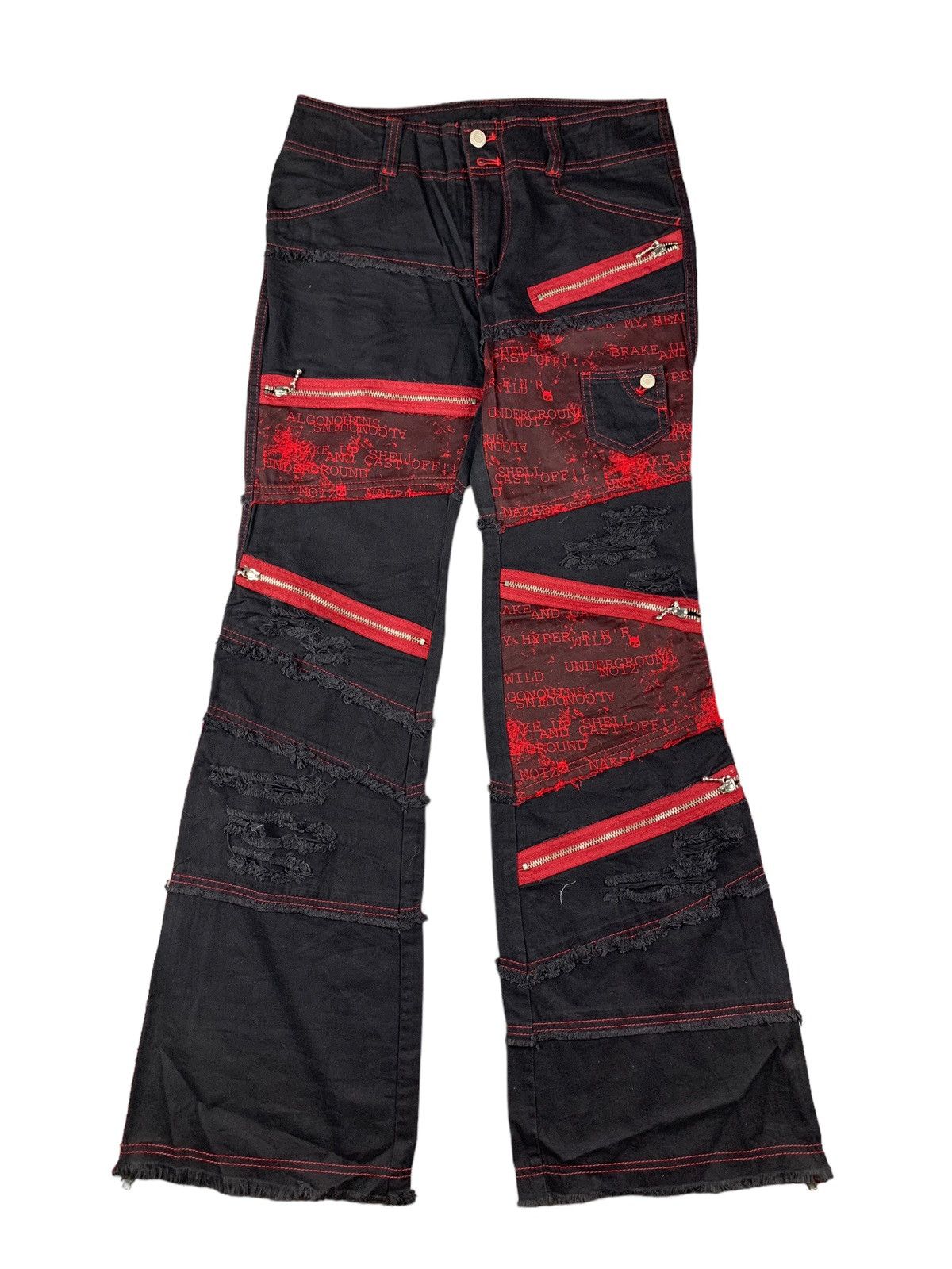image of If Six Was Nine x Seditionaries Algonquins Punk Multizipper Distressed Flared Pants in Black (Size 