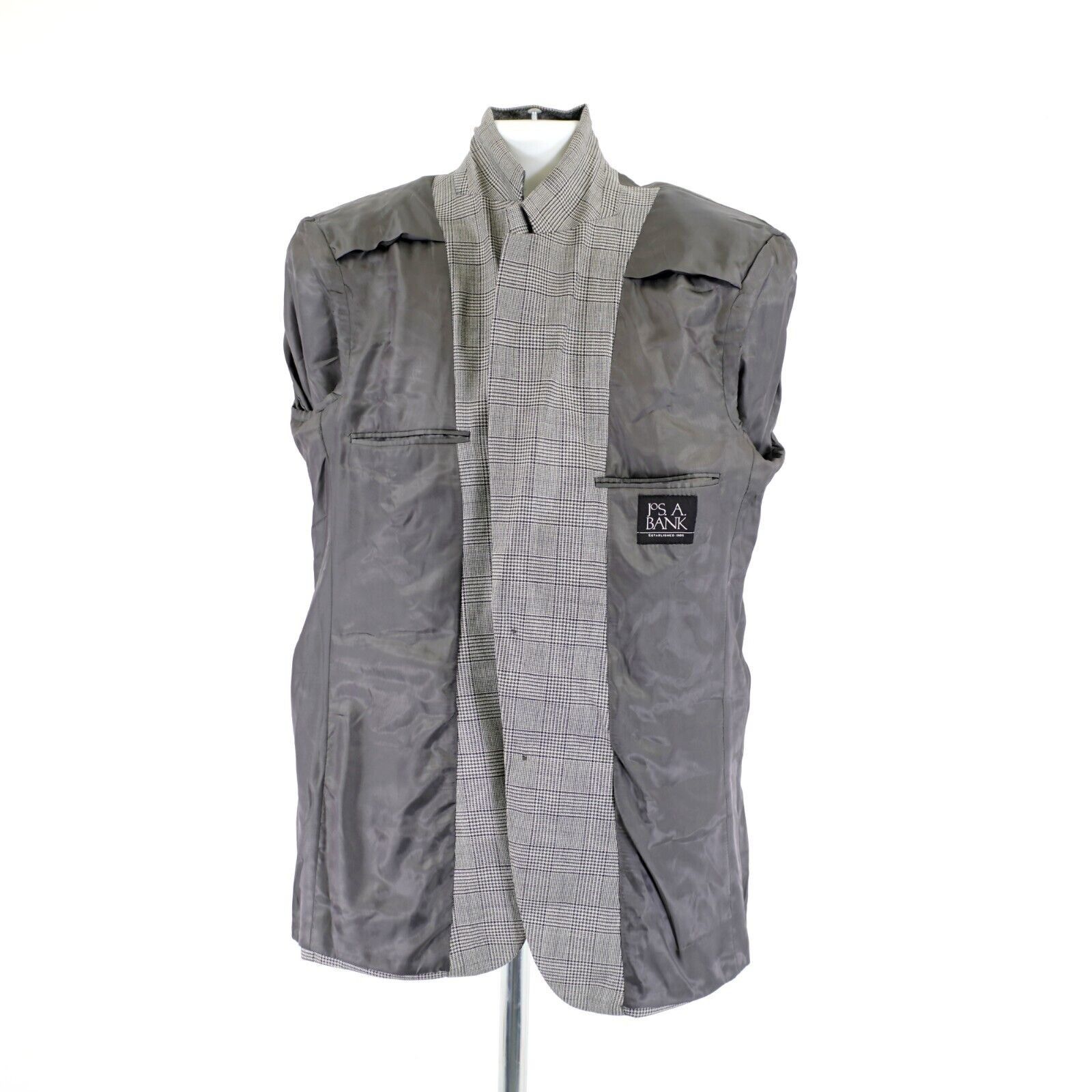 Jos. A. Bank Jos A Bank Silk Wool Gray Glen Plaid 42L Sport Coat / Blazer Size 42L - 10 Thumbnail