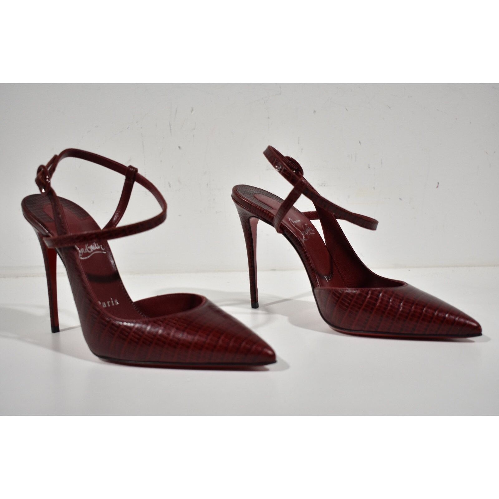Christian Louboutin Jenlove 100 Bourbon Lizzy Ankle Strap Pointed Heel Pump 38 Size US 8 / IT 38 - 4 Thumbnail
