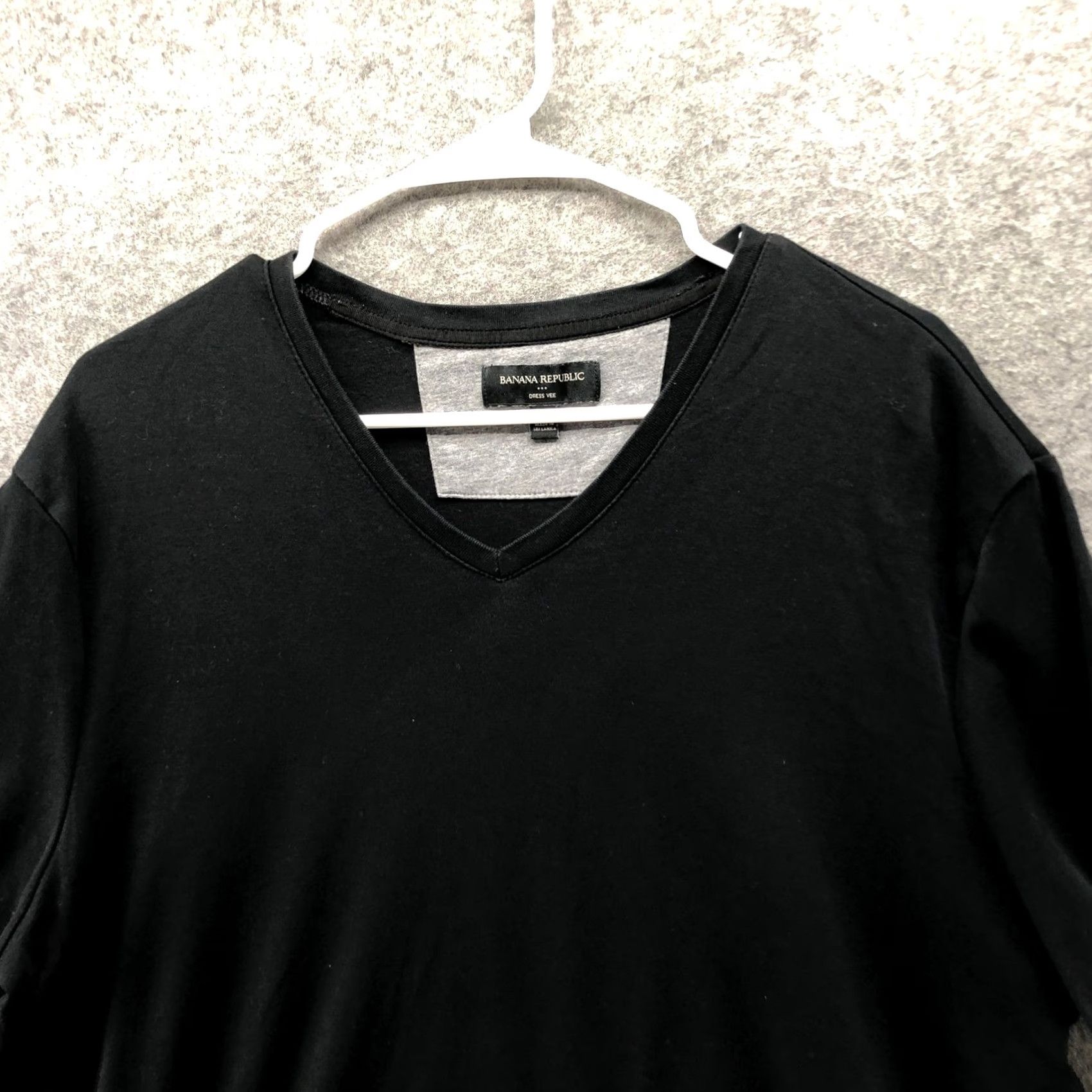 Banana Republic Banana Republic T-Shirt Mens XL Black Short Sleeve V-Neck Luxe Dress Vee Jersey Cotton Size 46R - 3 Thumbnail
