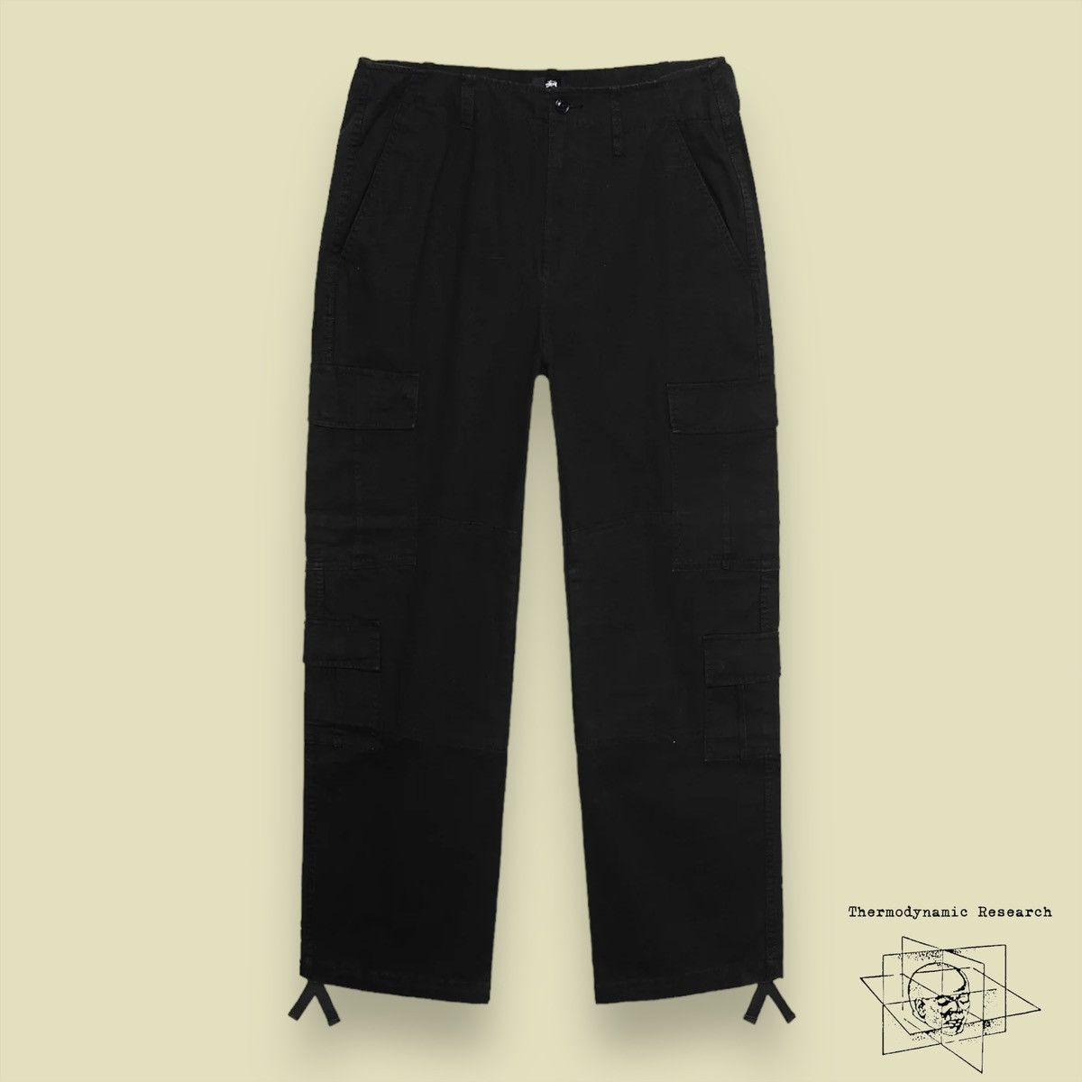 image of Stussy Surplus Cargo Ripstop Pants in Black, Men's (Size 34)