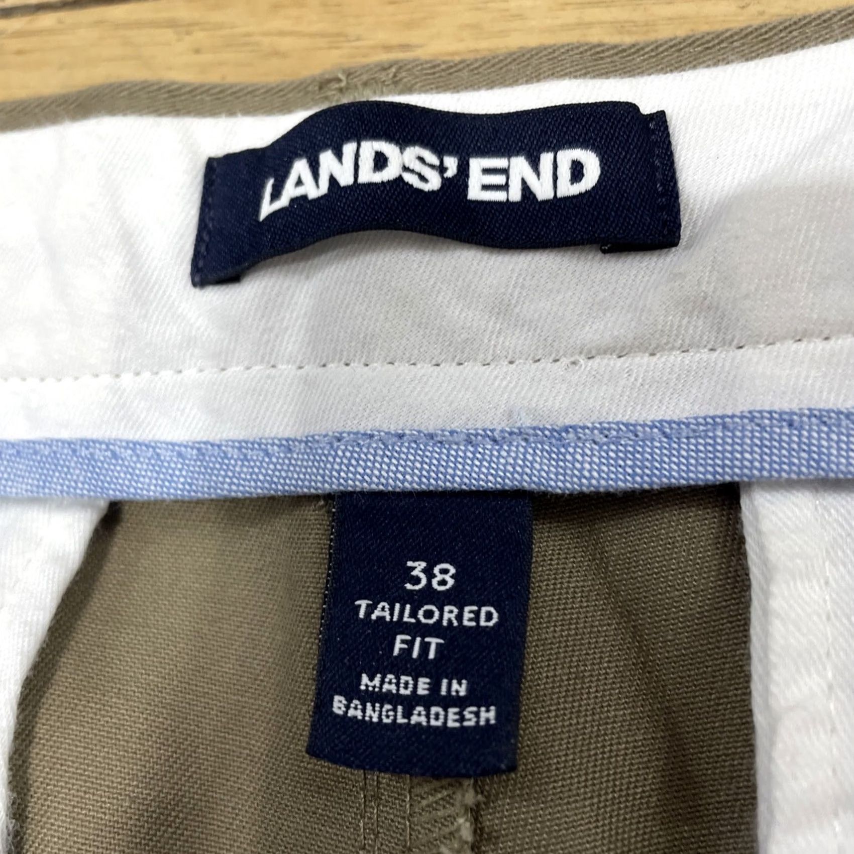 Lands' End Lands' End Dress Pants Men 38 Flat Front Khaki Chino 38x28 Tailored Regular Fit Beige Pants Mens Size US 38 / EU 54 - 4 Thumbnail