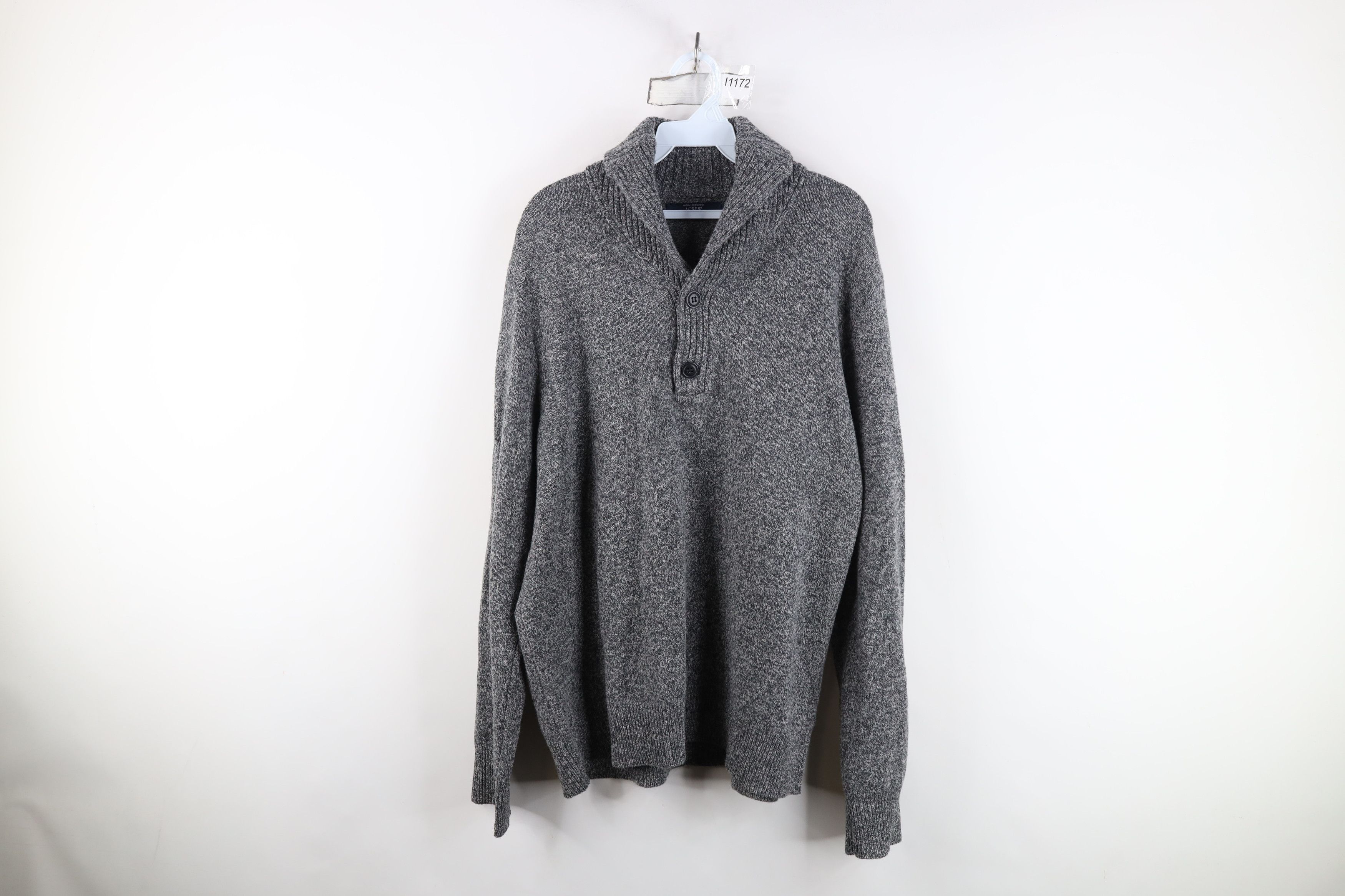 J.Crew J Crew Lambswool Knit Henley Shawl Sweater Heather Gray Size US L / EU 52-54 / 3 - 1 Thumbnail