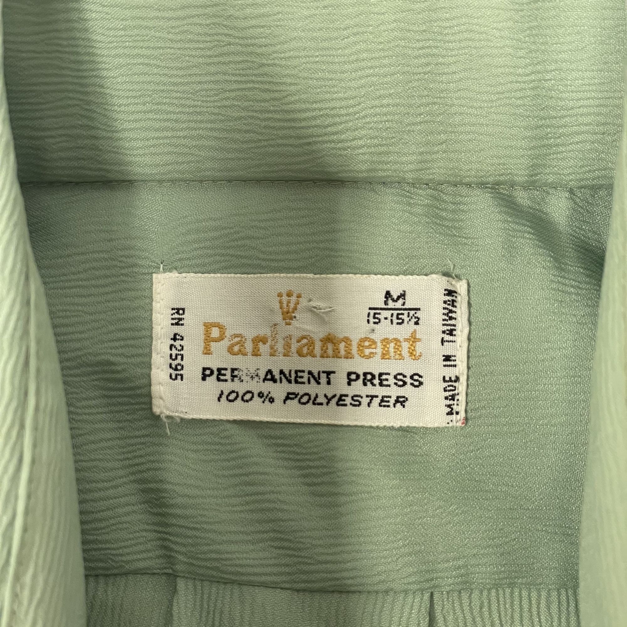 Other NOS Vtg Parliament Green MoD Butterfly Collar CRINKLE Shirt Size US M / EU 48-50 / 2 - 5 Thumbnail
