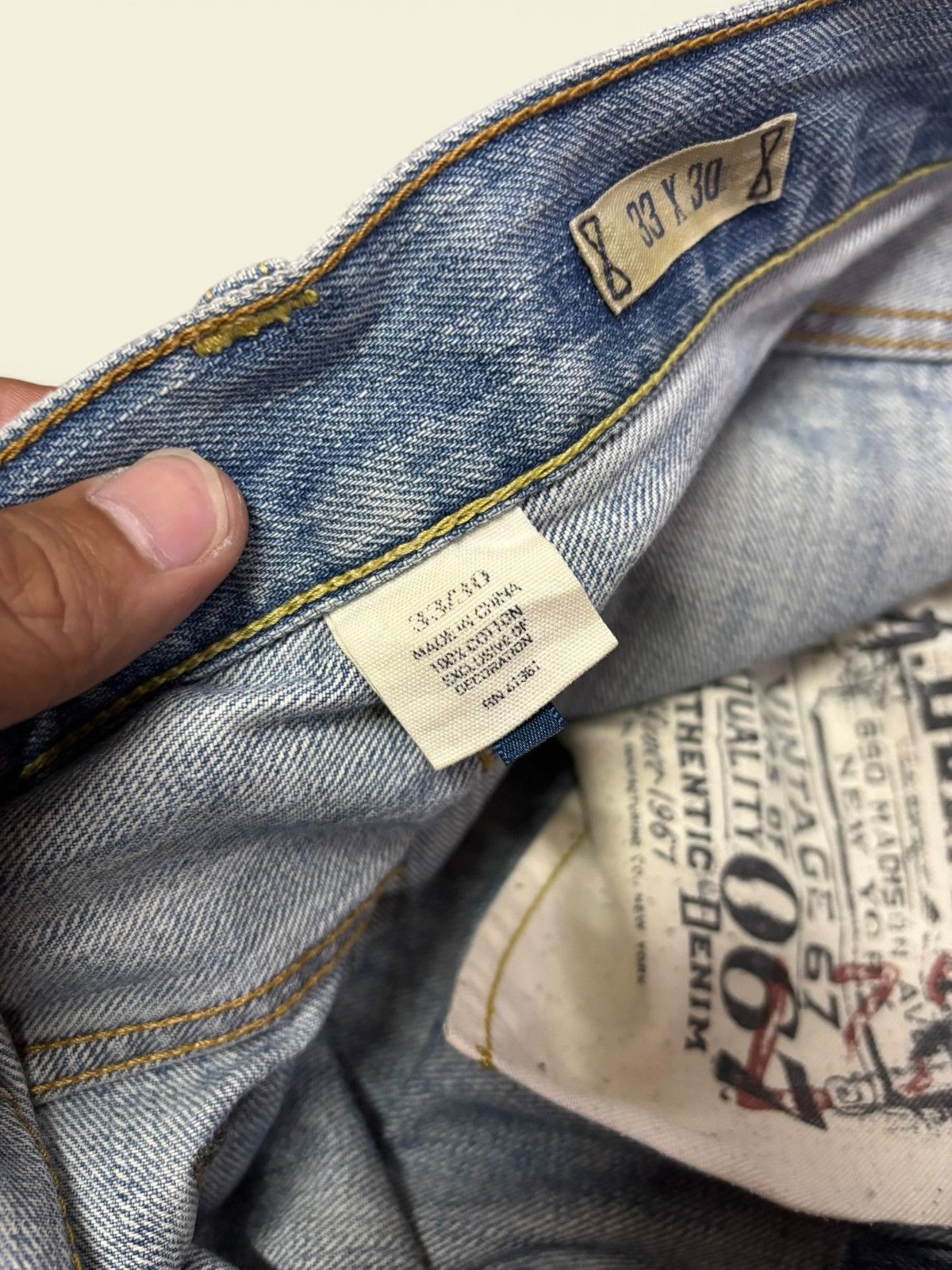 Polo Ralph Lauren Vtg 90s Polo RL Ralph Lauren Blue Wash Distress Loose Jeans Size US 34 / EU 50 - 10 Thumbnail