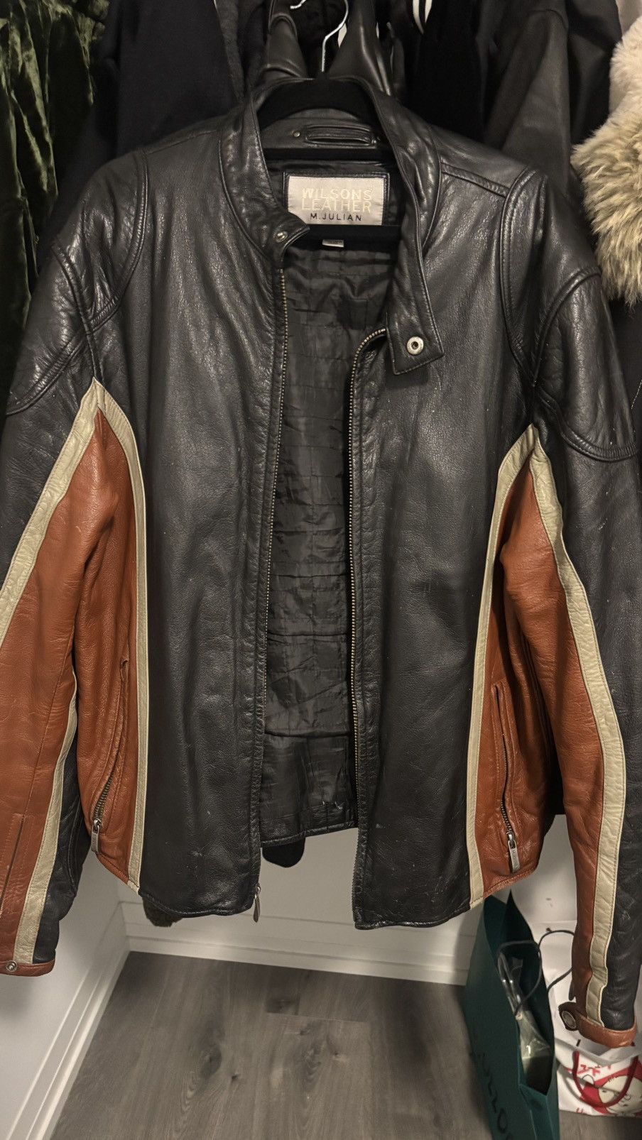 Wilsons Leather Vintage Wilsons Leather Moto Jacket Y2K Racer Black Brown M Size US M / EU 48-50 / 2 - 1 Thumbnail