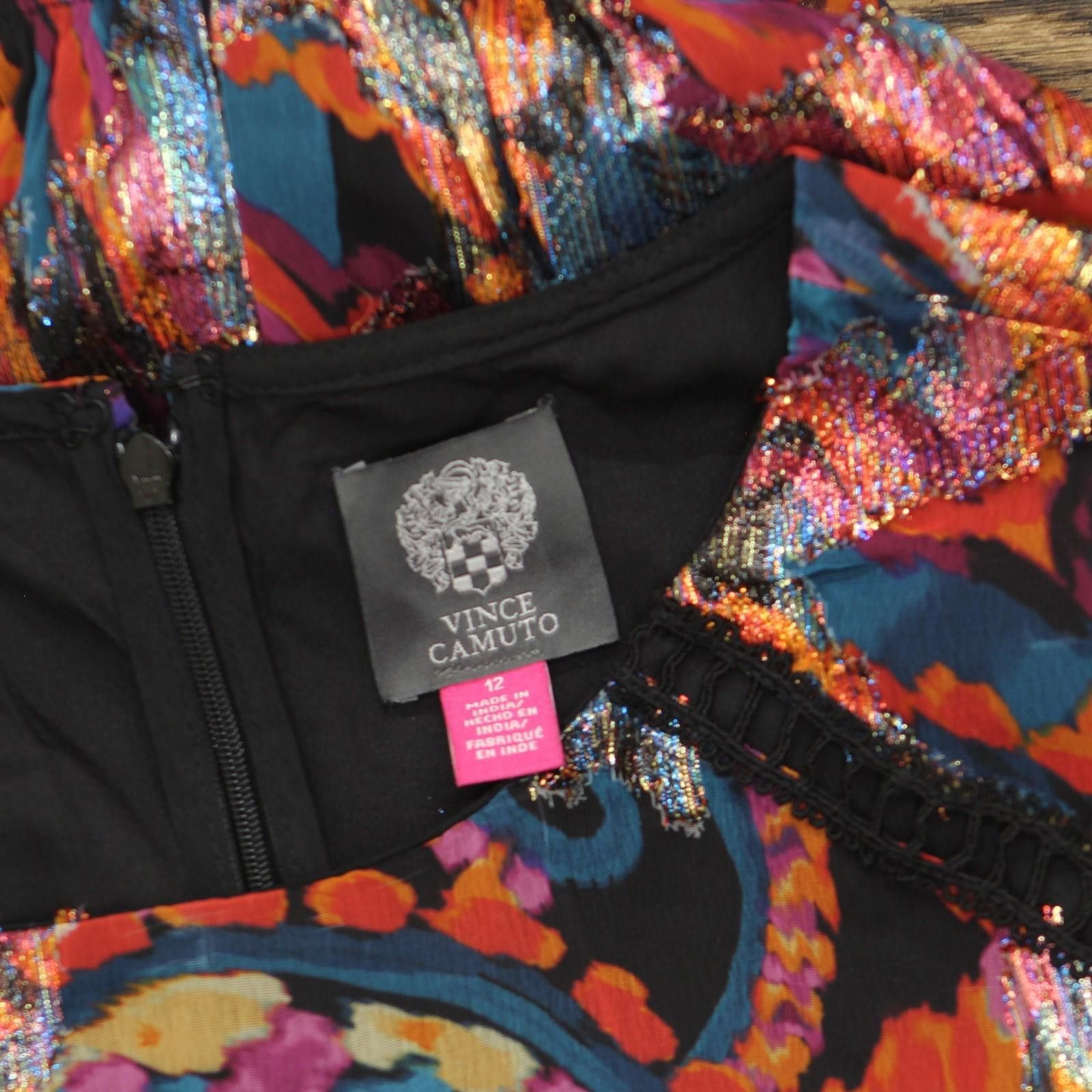 Vince Camuto Nwt Vince Camuto Chiffon Fit & Flare Dress Red Multi 12 Size XL / US 12-14 / IT 48-50 - 4 Thumbnail