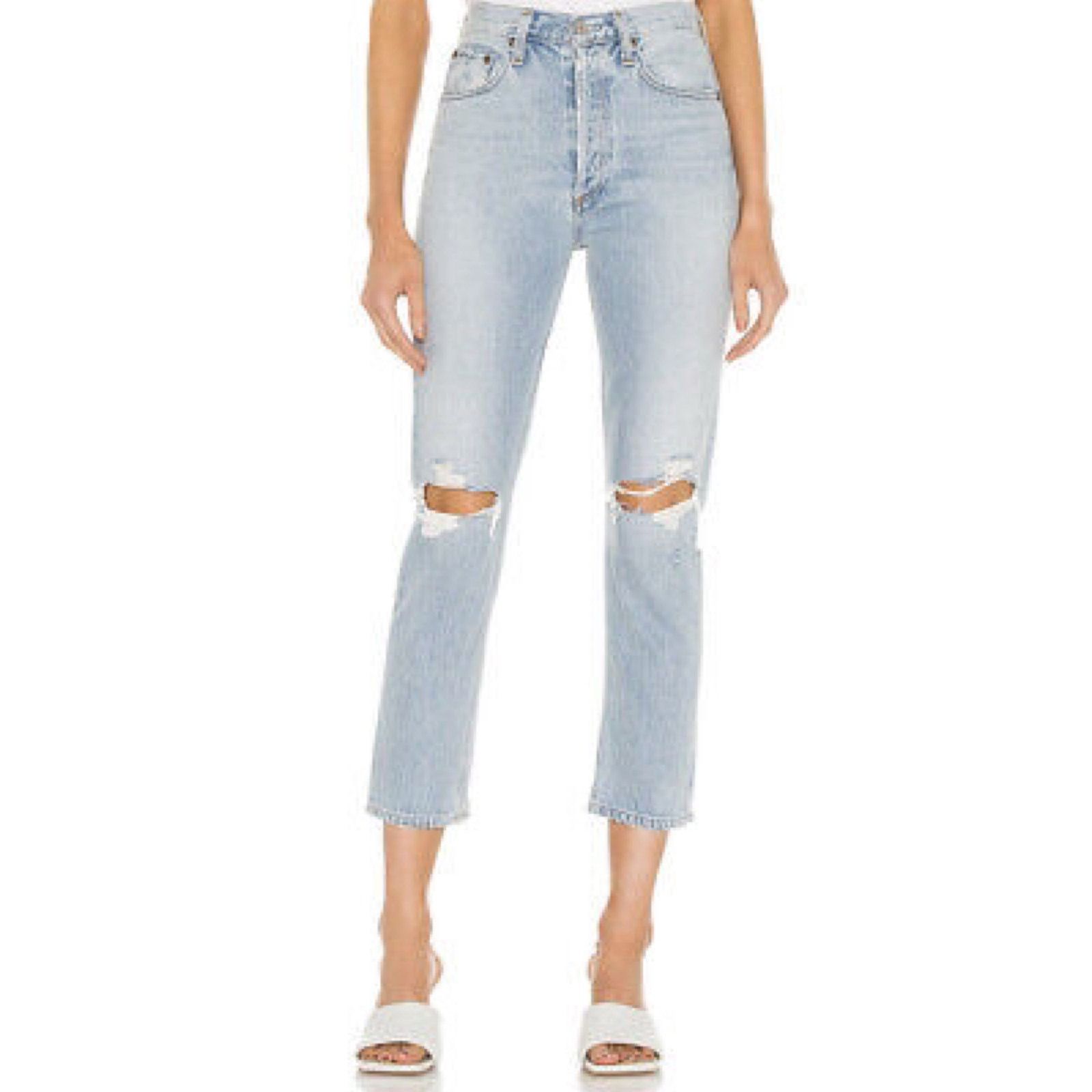 Agolde AGOLDE Riley High Rise Straight Crop Jeans Clear Skies Size 25" / US 0 / IT 36 - 1 Thumbnail