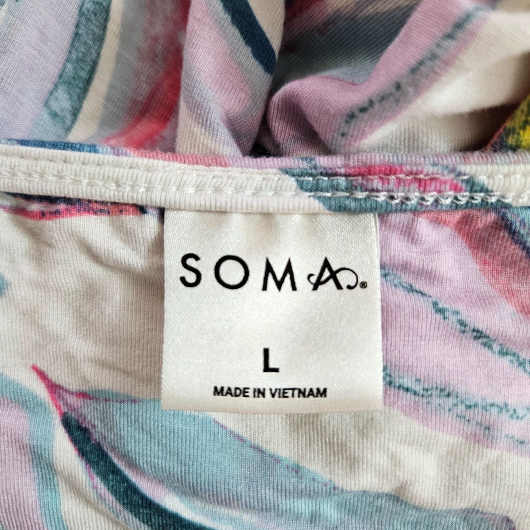 Vintage Soma Womens Nightgown L Purple Blue Short Sleeve Rayon Blend Size 36" / US 14 / IT 50 - 5 Thumbnail