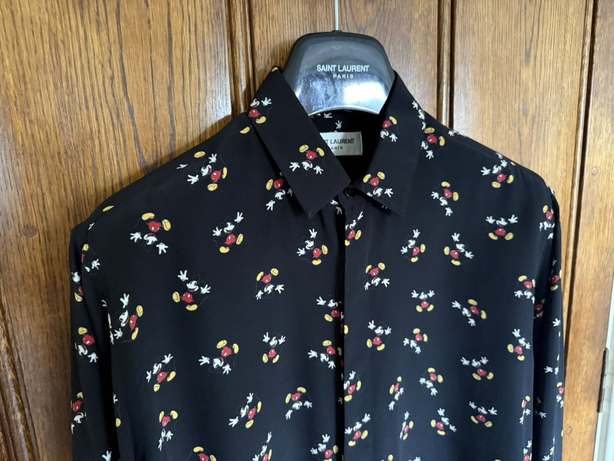 Saint Laurent Paris SS19 Saint Laurent Mickey Mouse silk black logo shirt 39 M Size US M / EU 48-50 / 2 - 13 Thumbnail