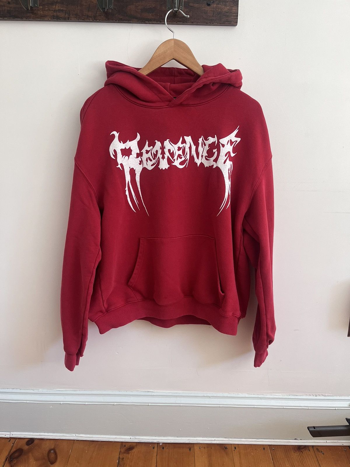 image of Revenge “Fuck Vetements” Hoodie in Red, Men's (Size Medium)