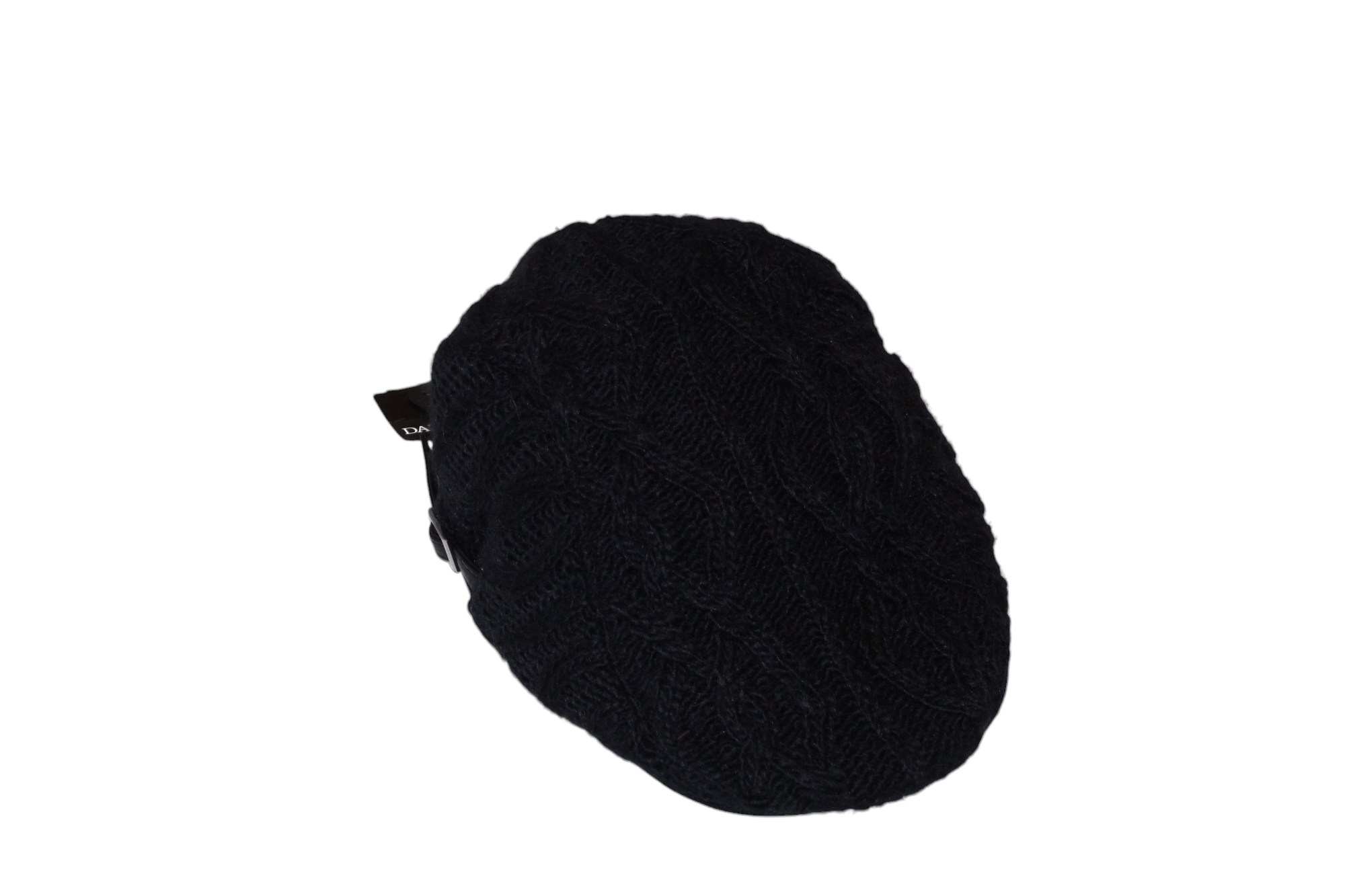 Danier Danier Black Noir Wool Blend Chunky Crochet Knit Flat Cap Size ONE SIZE - 8 Thumbnail