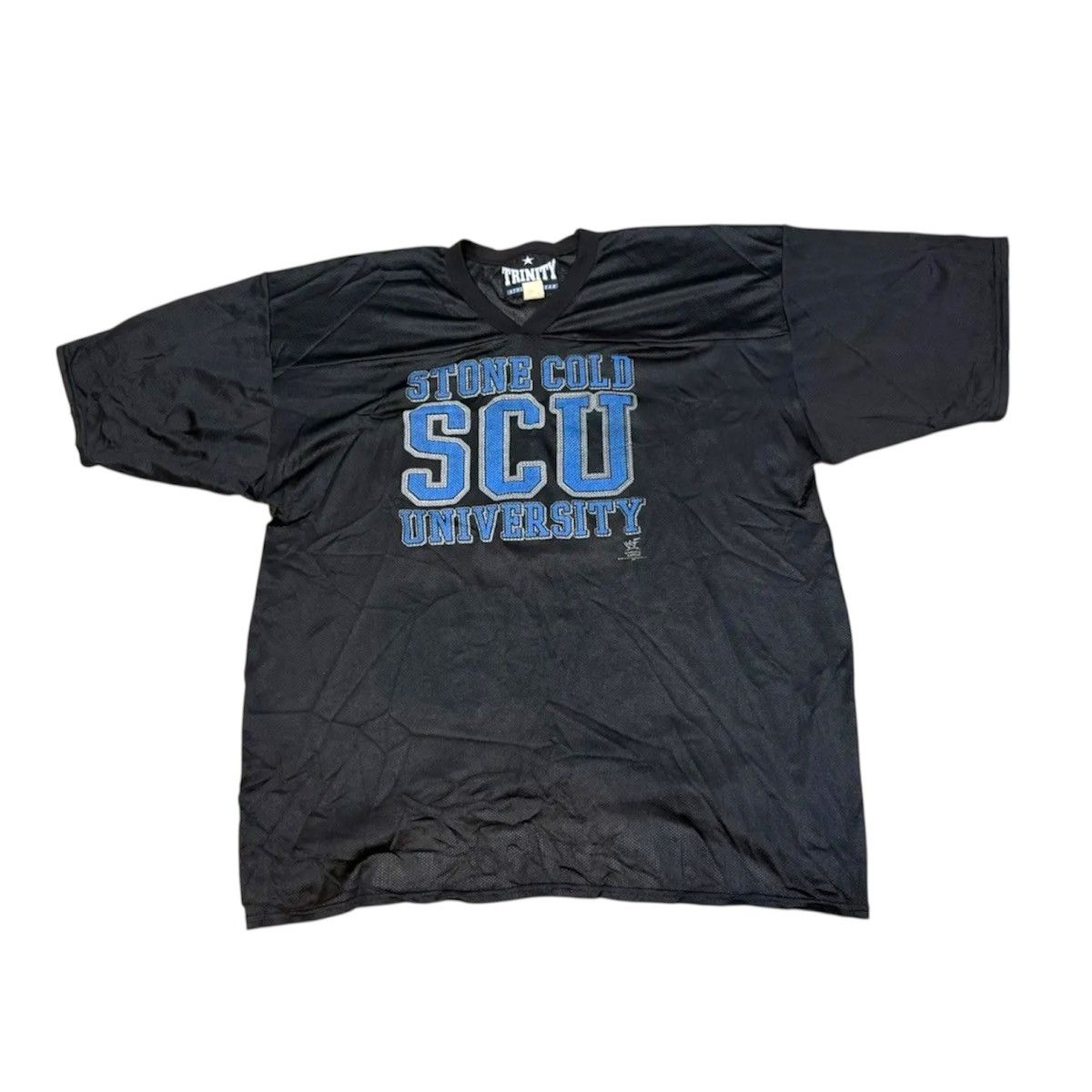 Vintage Vintage 90s WWF Stone Cold University Trinity Jersey Size US XL / EU 56 / 4 - 1 Thumbnail