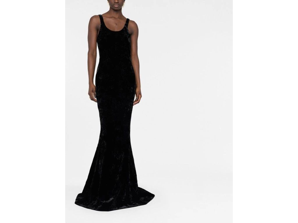 Saint Laurent Paris o1s1wg111024 Velvet Mermaid Maxi Dress in Black Size XS / US 0-2 / IT 36-38 - 5 Thumbnail