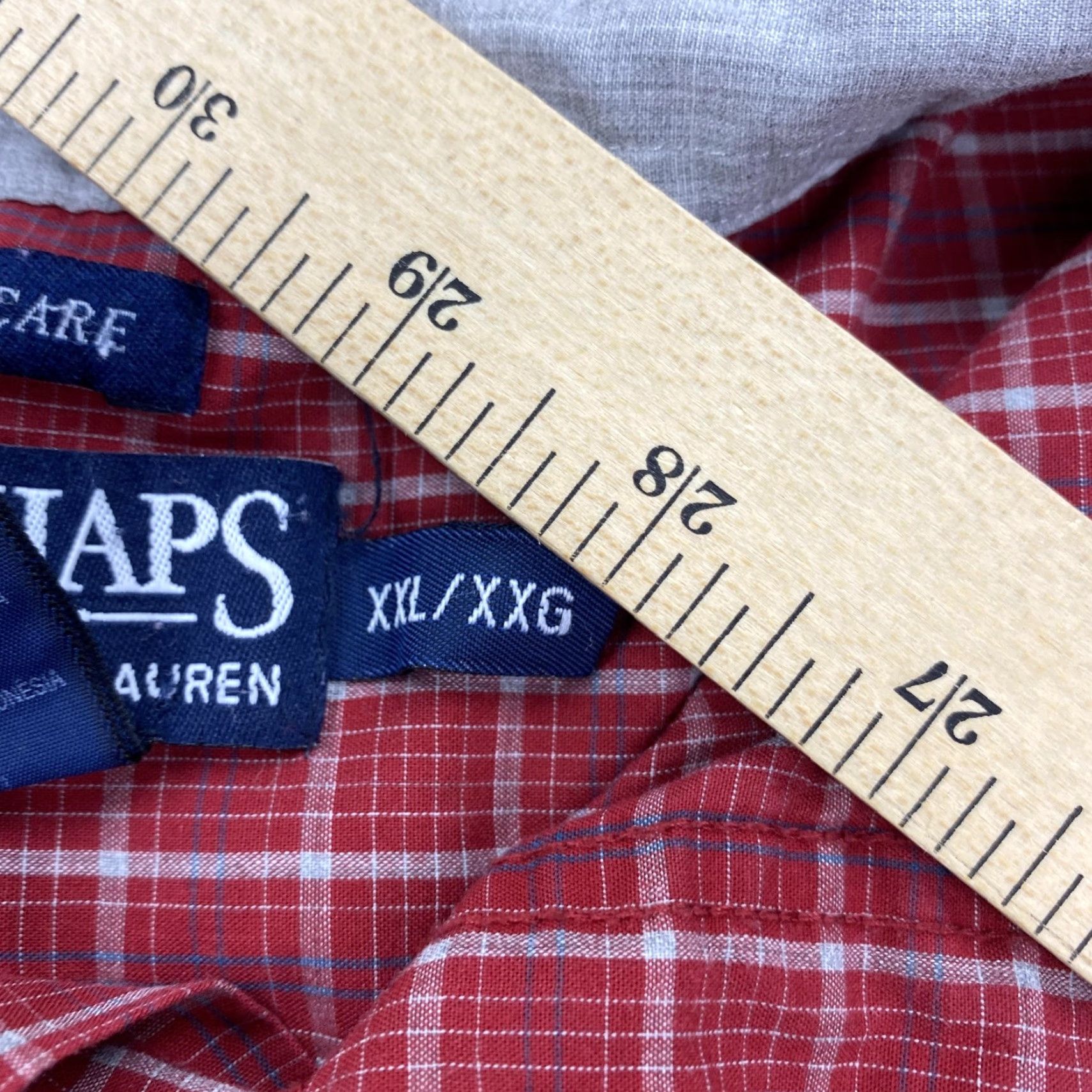 Chaps Chaps Shirt Mens 2XL Red Plaid Button-Down Easy Care Cotton Blend Size US XXL / EU 58 / 5 - 6 Thumbnail