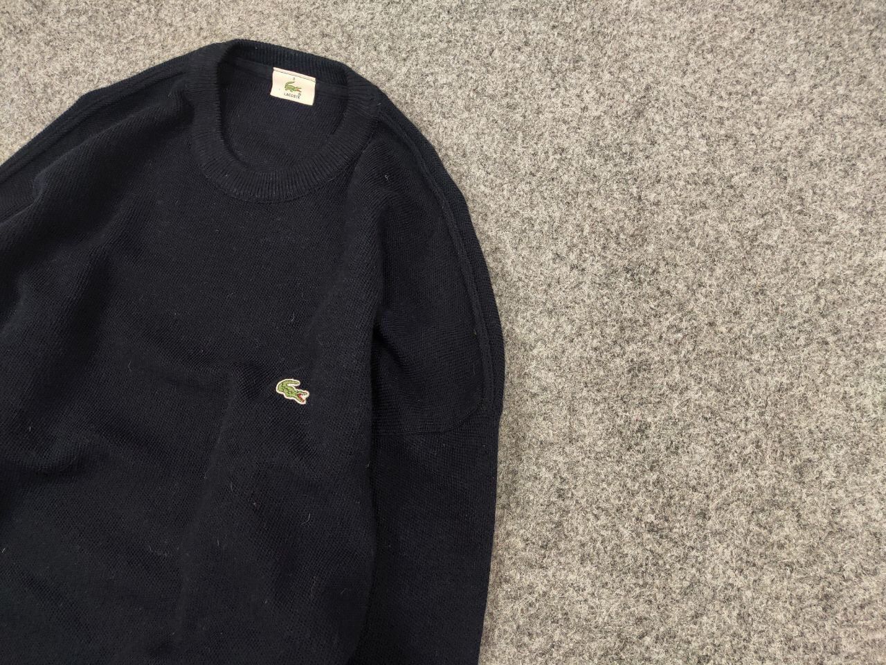 Lacoste Vintage 90's Lacoste Navy Blue Wool Crew Chek Sweater Size US XL / EU 56 / 4 - 4 Thumbnail