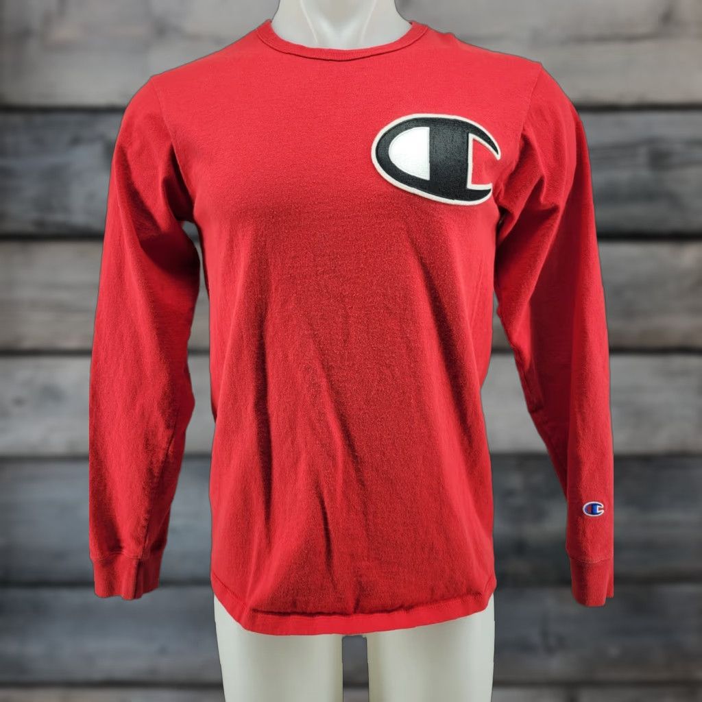 Champion VINTAGE Champion Long Sleeve Tee T-Shirt Red Cotton Men's Medium Big C Logo Shirt Womens? No correct gender: Men's Size US M / EU 48-50 / 2 - 1 Thumbnail