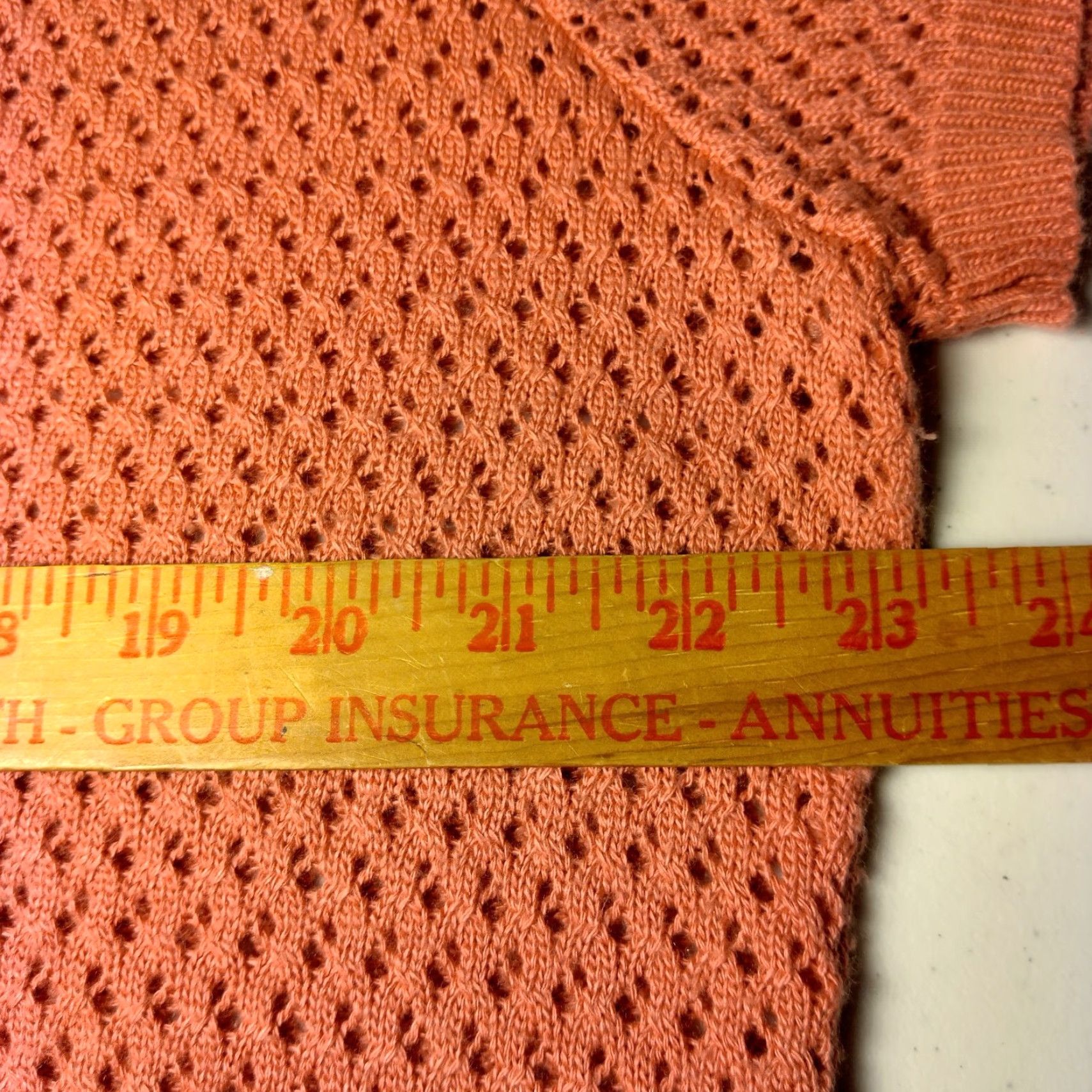 Vintage Lane Bryant Sweater Hooded Open Knit Short Sleeve V-Neck Casual Pullover Plus Size 22/24 Salmon Pink Size 3XL / US 20-22 - 4 Thumbnail