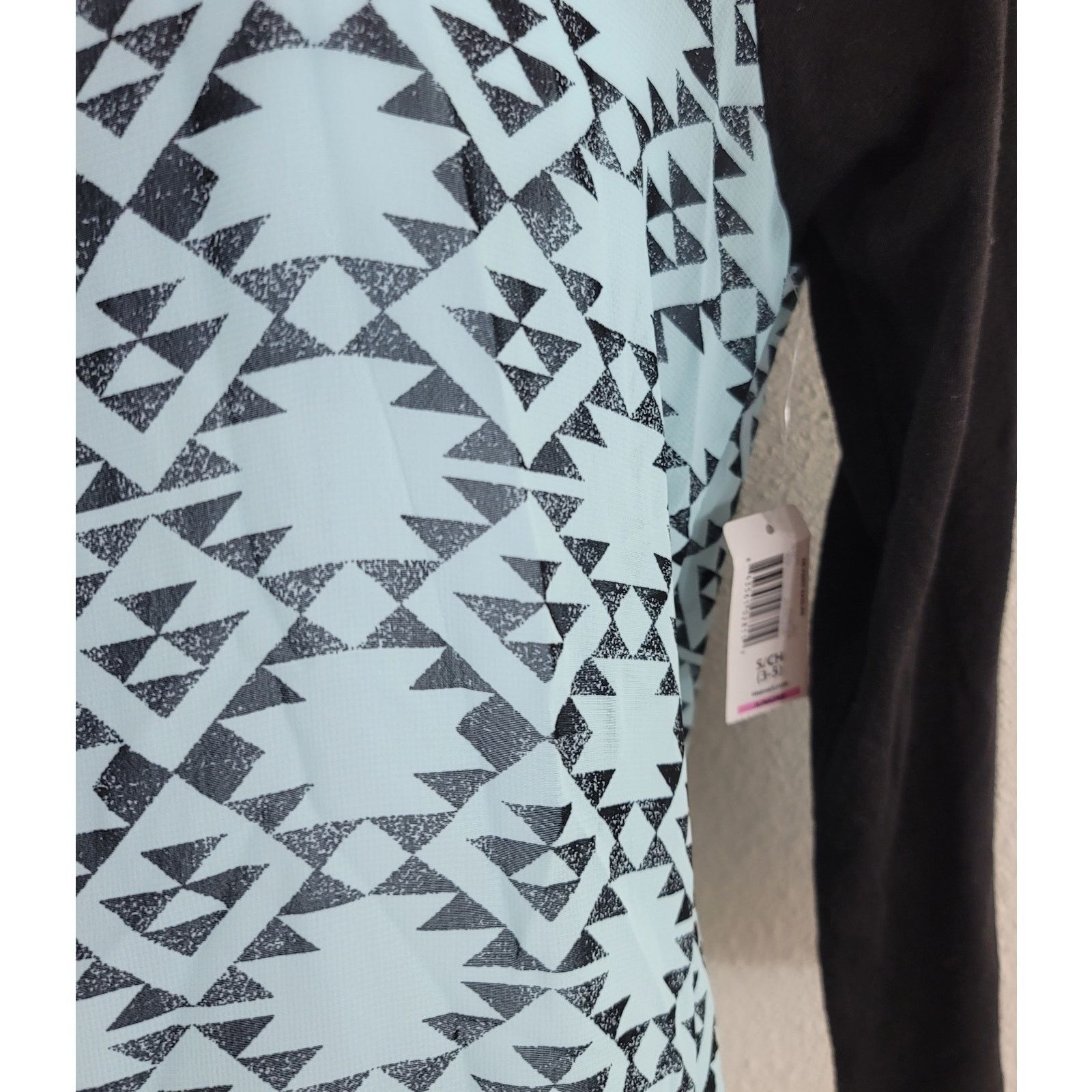 Other No Boundaries Teal Black Sheer Top Small NWT Raglan Sleeves Size S / US 4 / IT 40 - 2 Thumbnail