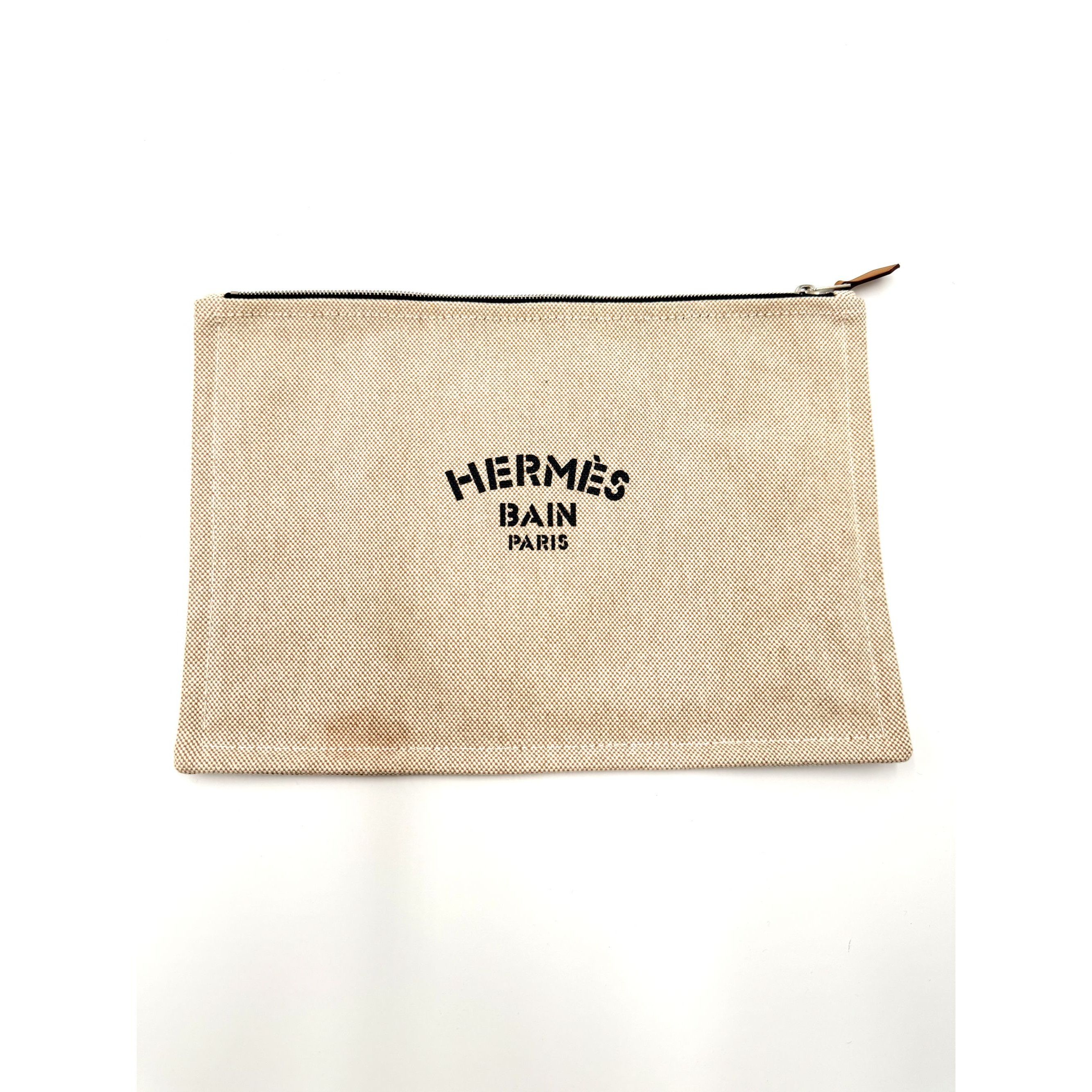 Hermes Hermès Bain Paris Beige Zip Pouch Size ONE SIZE - 4 Thumbnail