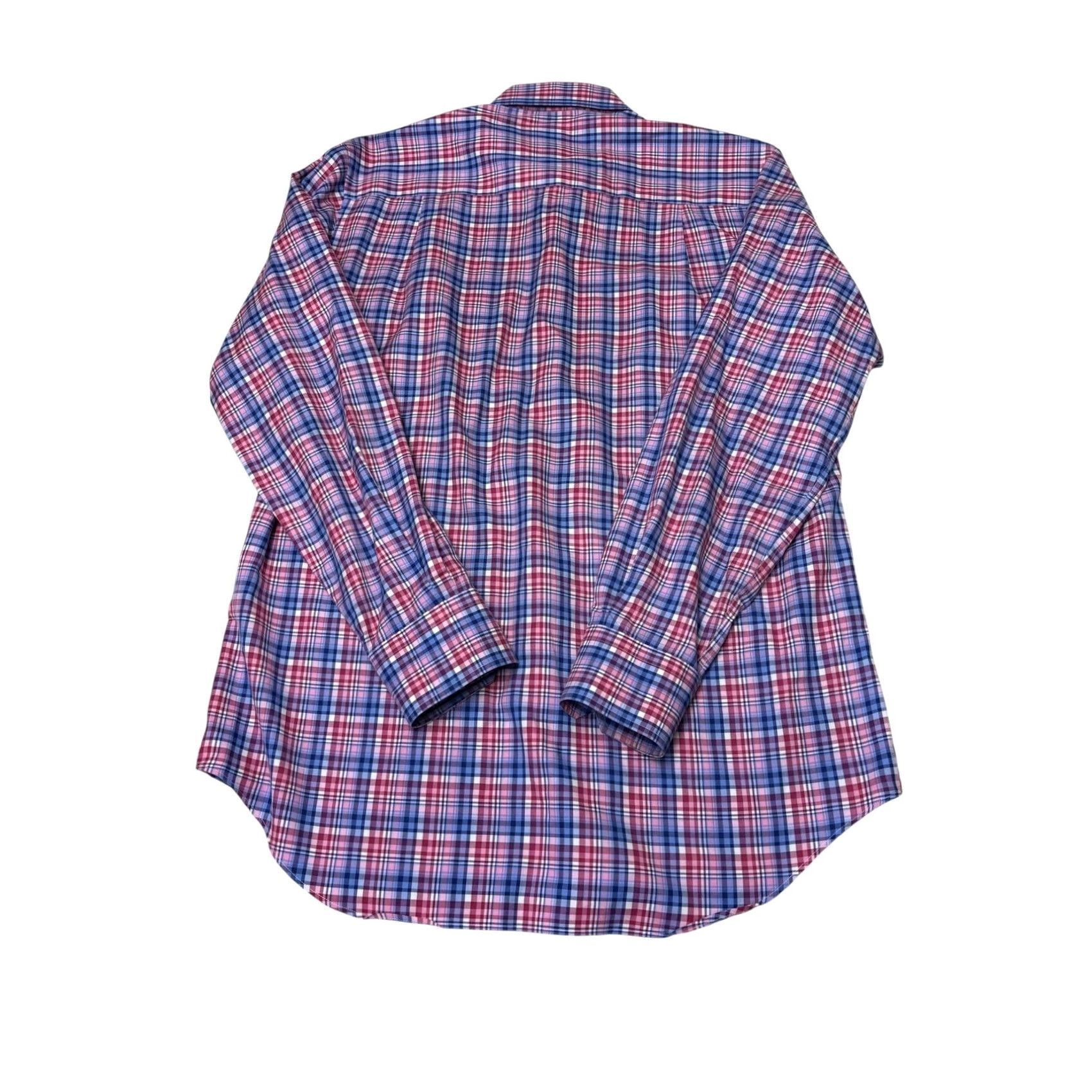 David Donahue David Donahue Mens Plaid Button-Down Shirt Pink Blue Purple Cotton M Multicolor Long Sleeve Collared Pocket Button-Up Vestments? Size US M / EU 48-50 / 2 - 6 Thumbnail