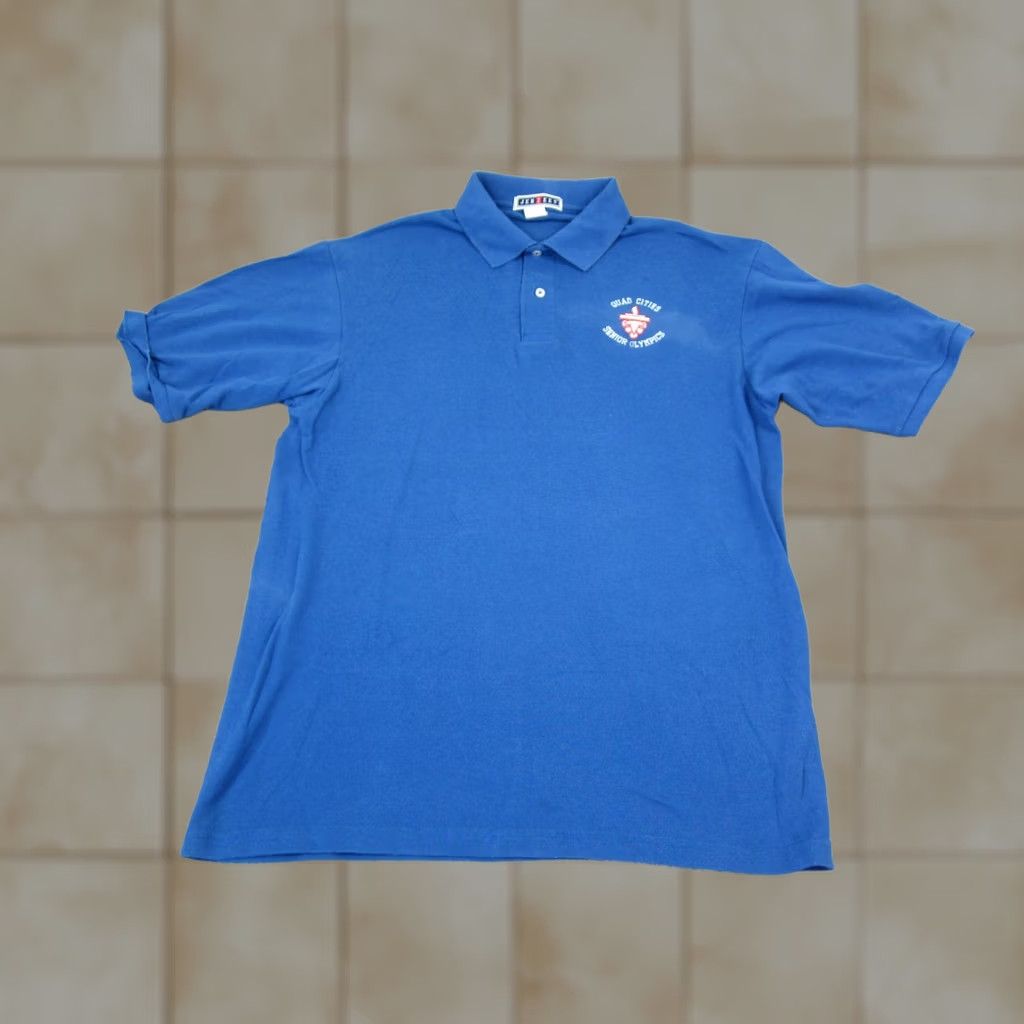 Jerzees VINTAGE JERZEES Senior Olympics Polo Shirt Mens Large Blue Quad Cities Golf 90s Size US L / EU 52-54 / 3 - 1 Thumbnail