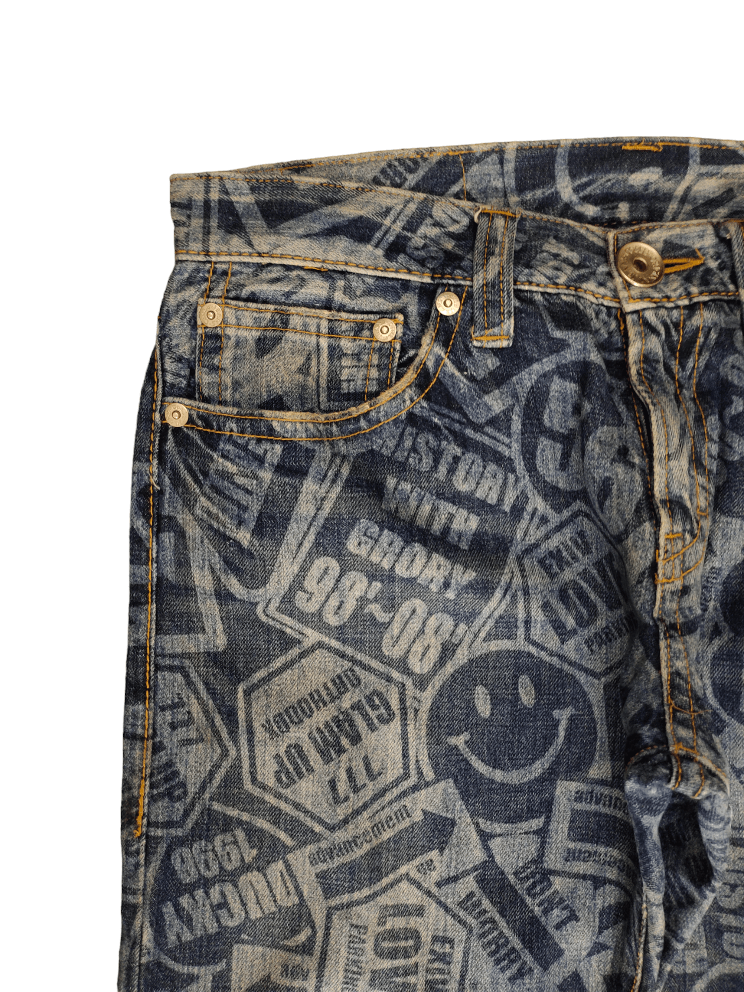 Hysteric Glamour Loose Jeans Co&Lu Full Print Sign Logo Denim Wide Leg Y2k Size US 34 / EU 50 - 4 Thumbnail