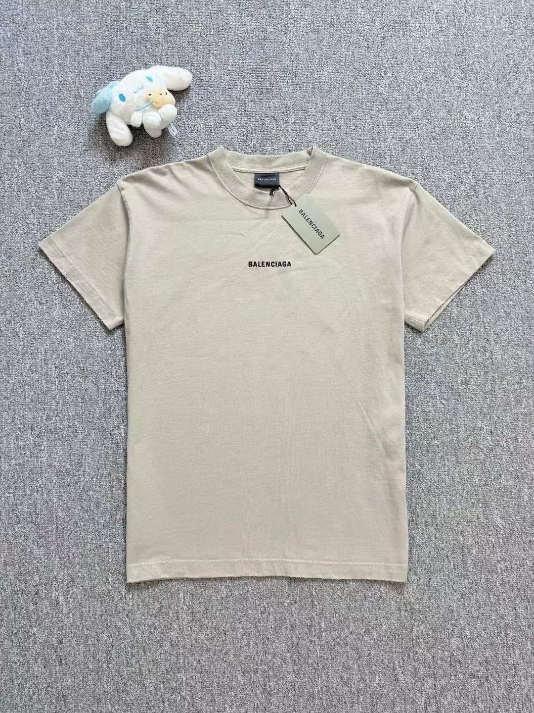 Balenciaga Balenciaga Beige Embroidered Logo T-shirt XS Size US XS / EU 42 / 0 - 1 Thumbnail