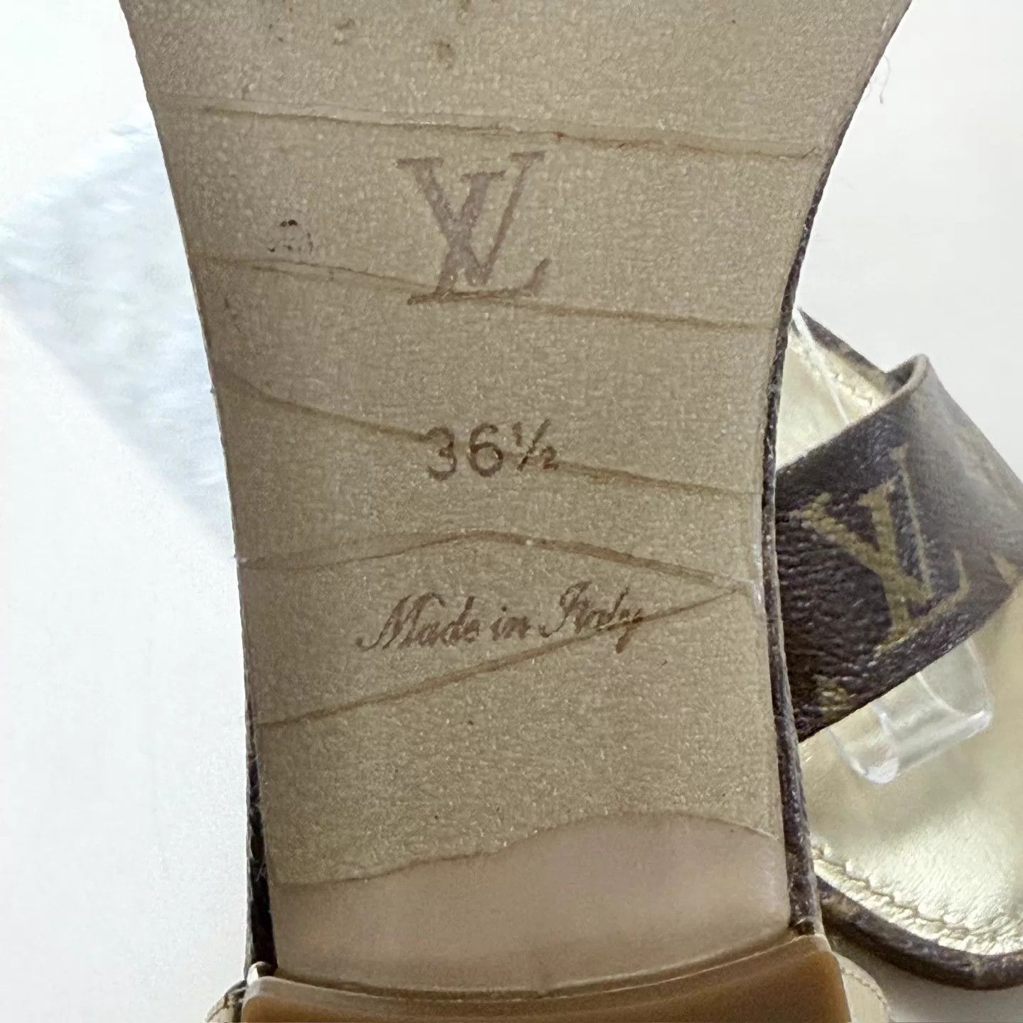 Louis Vuitton LV Monogram gold tan strappy sandals 36.5 Size US 6 / IT 36 - 7 Thumbnail