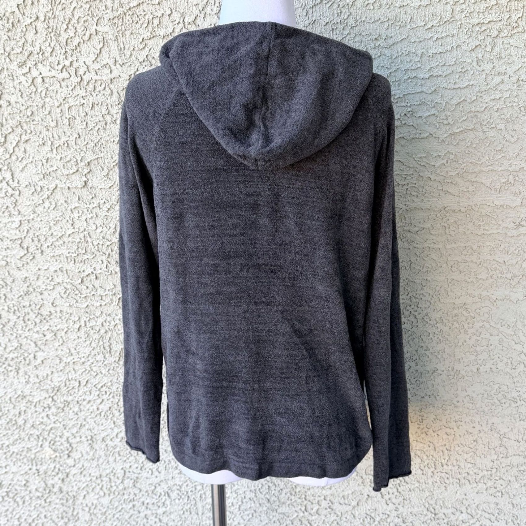 Vintage Barefoot Dreams Sweater Womens Small Gray CozyChic Lite Hooded Tunic V-Neck Long Sleeve Lightweight Knit DC Size S / US 4 / IT 40 - 3 Thumbnail