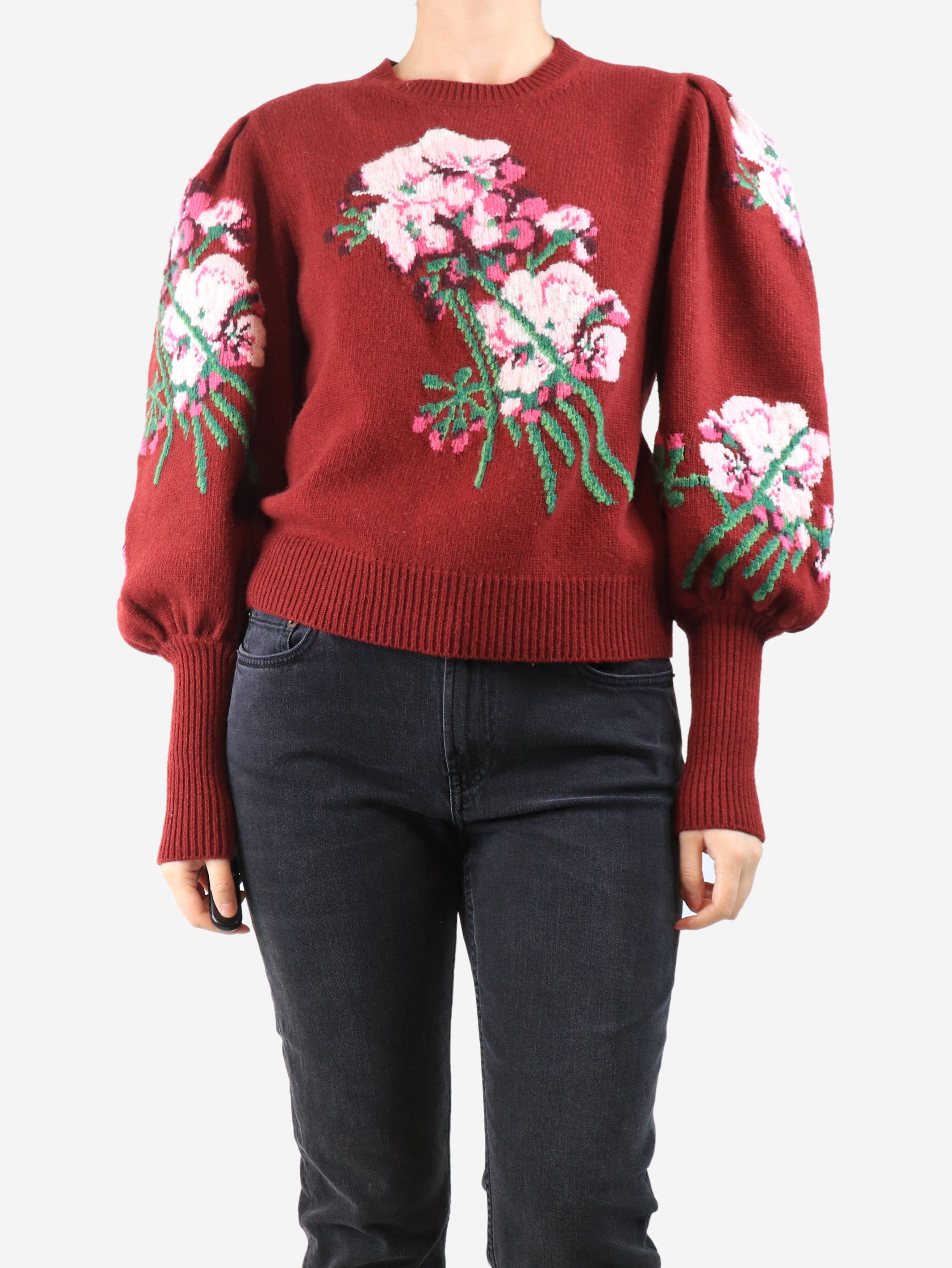 Gucci Burgundy floral puff-sleeved jumper - M Size M / US 6-8 / IT 42-44 - 1 Thumbnail