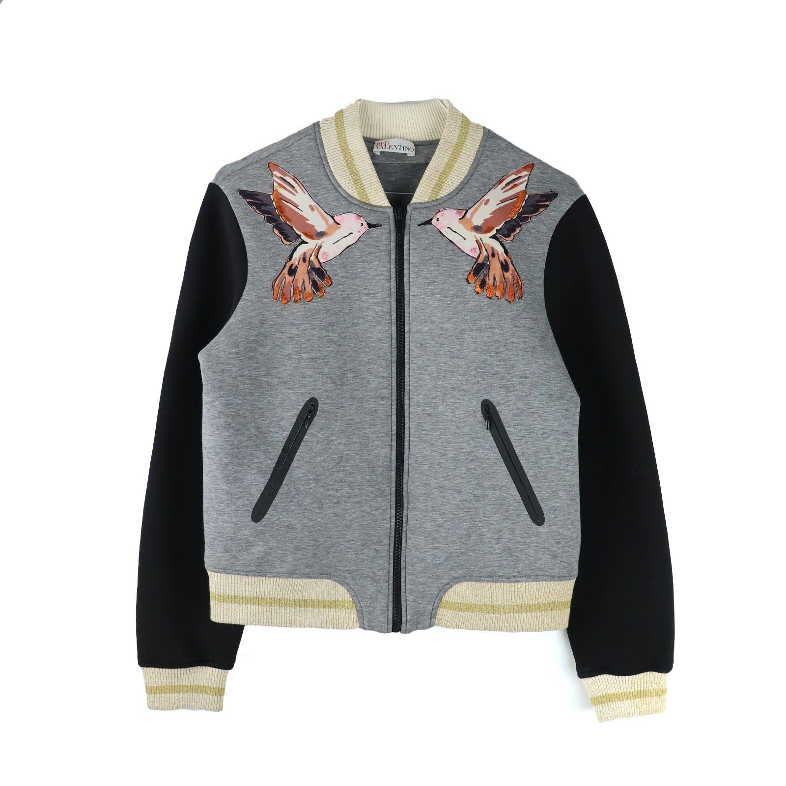 image of Red Valentino - Cotton Bomber Jacket (S) in Grey, Women's (Size Small)