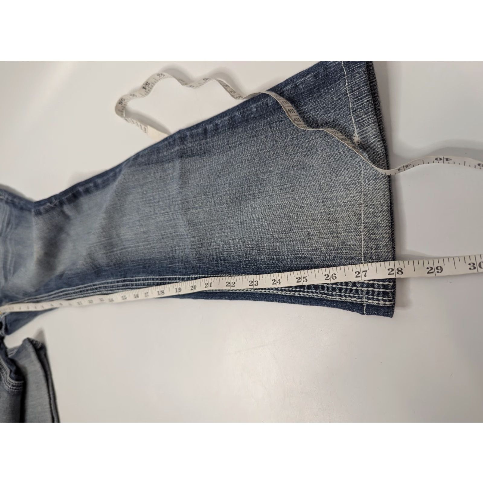 Denime Ariya Jeans Women's Jeans Blue Denim 5/6 Flared Hem 28 in Inseam Cotton Stretch Embroidered Button Zip Pockets Flap Modern Classic Body Womens Size 27" / US 4 / IT 40 - 6 Thumbnail