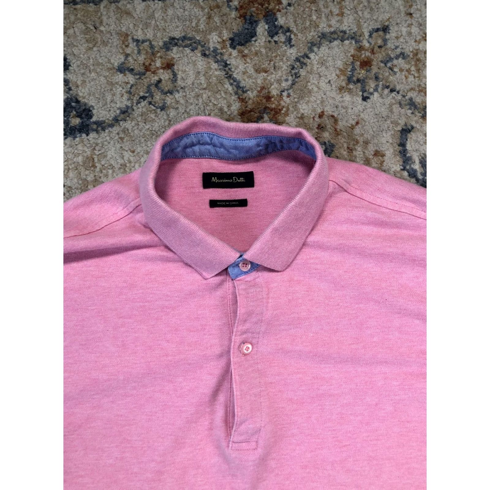 Massimo Dutti Massimo Dutti Polo Shirt Mens XL Pink Solid Short Sleeve Casual Size US XL / EU 56 / 4 - 2 Thumbnail