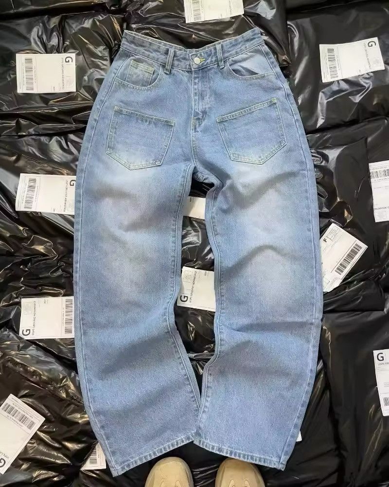 Japanese Brand × Jean embroidery cherry flower wide leg Jeans Size US 31 - 3 Thumbnail