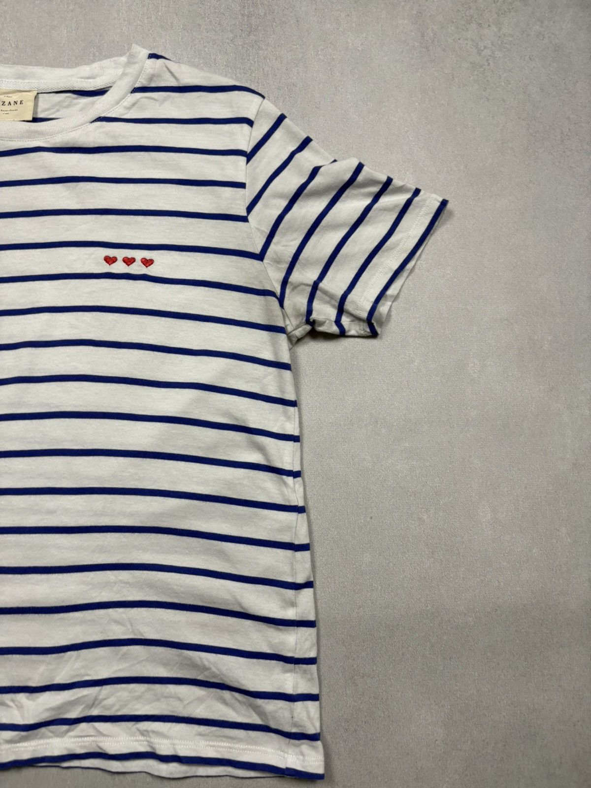 Sezane Sezane Colette Marinière Coeur Striped Heart Embroidery Tee Size M / US 6-8 / IT 42-44 - 2 Thumbnail