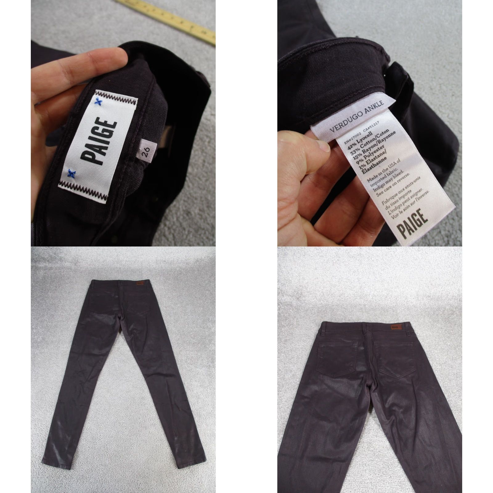 Paige Paige Verdugo Jeans Womens 26 Dark Purple Coated Denim Skinny Paige Jeans Women 26 Purple Skinny Verdugo Dark Purple 90s? Size 26" / US 2 / IT 38 - 8 Thumbnail