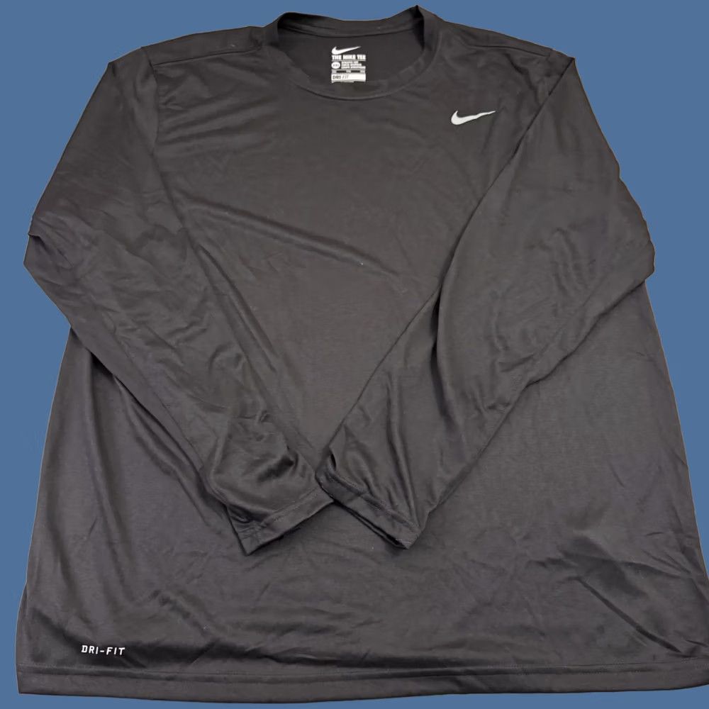 Nike T-Shirt Mens 2XL Black Dri Fit Running Long Sleeve Training Active, Men's (Size Xxl)